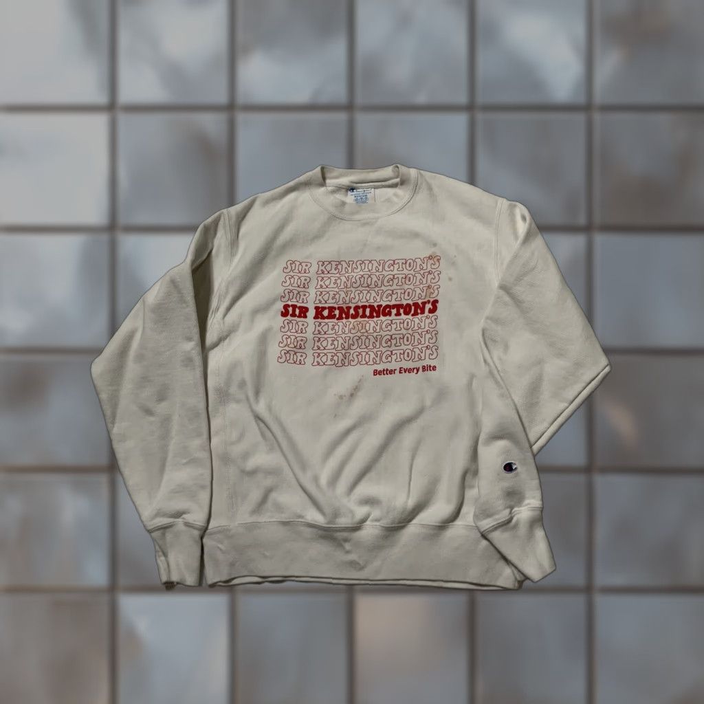 Champion Champion Reverse Weave Sir Kensington’s Better Every Bite Crewneck Sweatshirt M White Mens Sweatshirt Reversible Pullover Vintage? Size US M / EU 48-50 / 2 - 1 Thumbnail