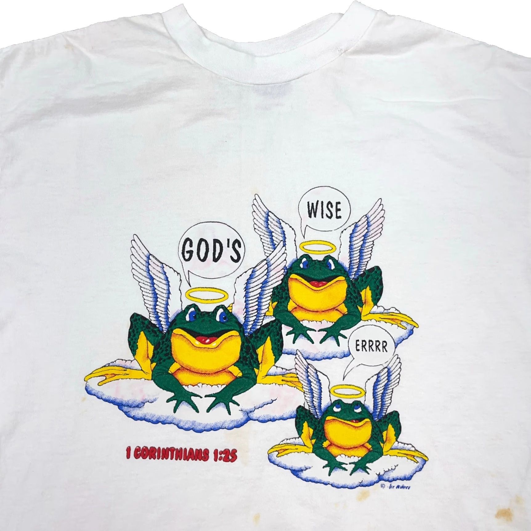 Fruit Of The Loom VINTAGE Fruit of the Loom T-Shirt Shirt Men L White Retro Funny Jesus Graphic Print 90s Hipster Religious Crown Womens Mens Boys Girls Size US L / EU 52-54 / 3 - 2 Thumbnail