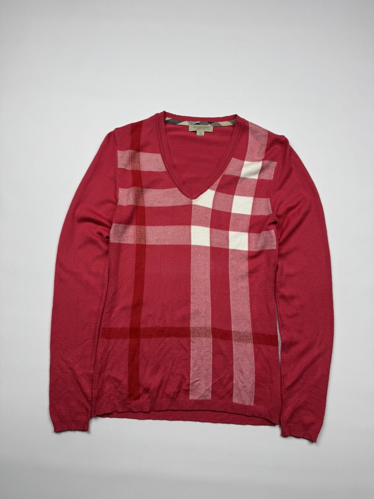 Burberry Vintage Burberry Check V-neck Soman's Sweater Size S / US 4 / IT 40 - 1 Thumbnail
