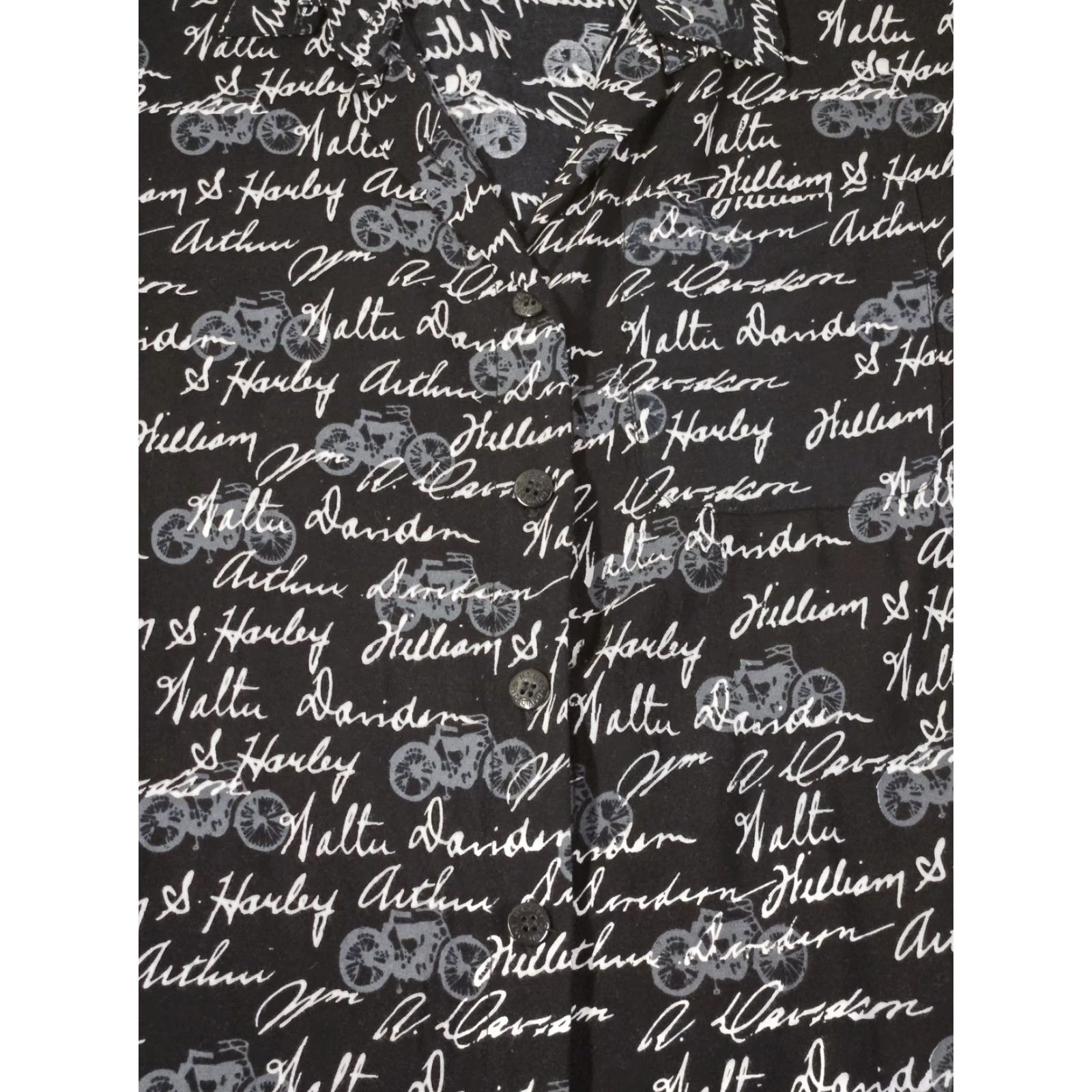 Harley Davidson Harley-Davidson Shirt Mens XS Black Signature Script Motorcycle Button Up Viscose Size US XS / EU 42 / 0 - 2 Thumbnail