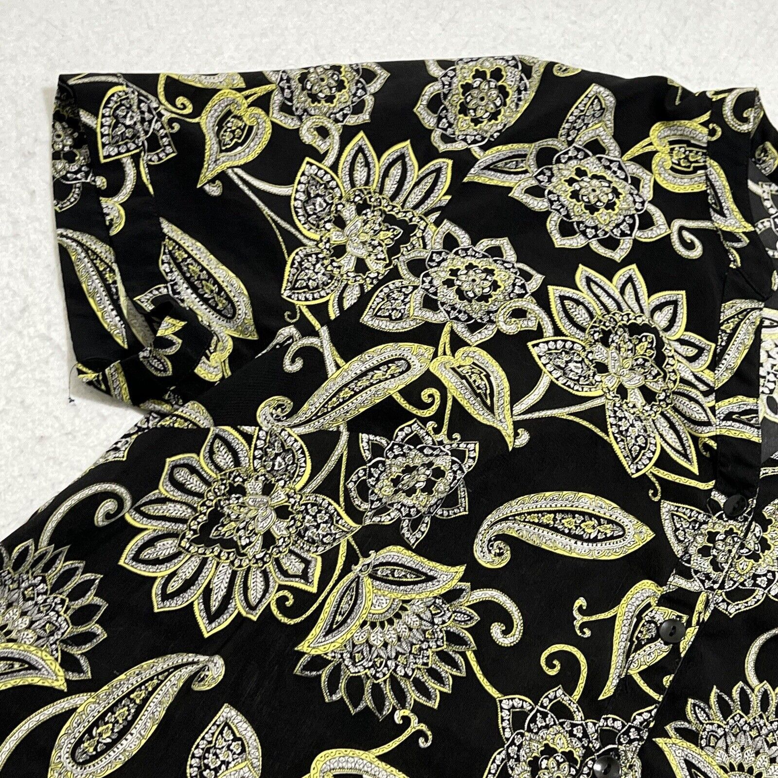 Other Catherine's Short Sleeve Button Up Floral Shirt Yellow Black Size XL / US 12-14 / IT 48-50 - 5 Thumbnail