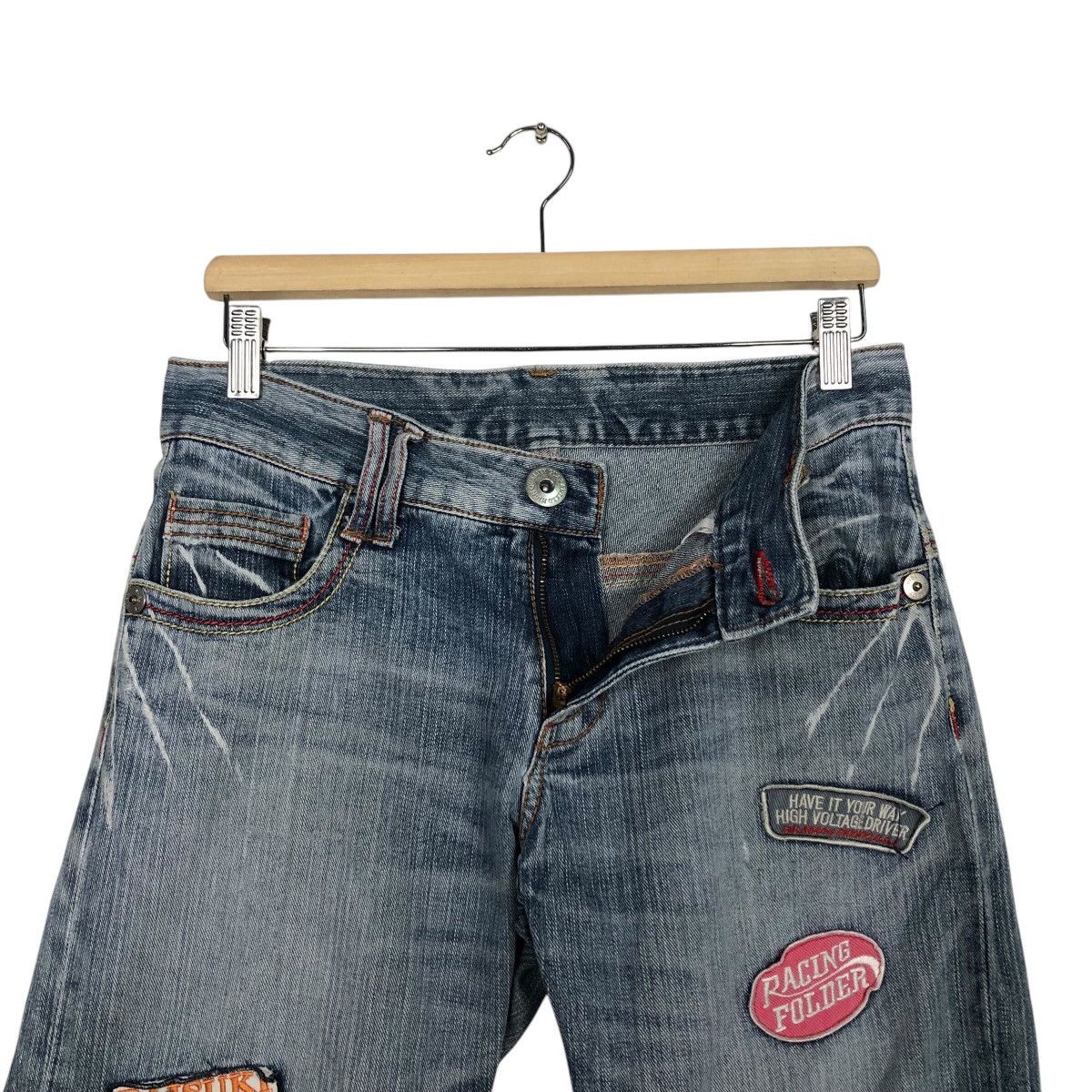 Hysteric Glamour 📌Vintage Distressed Denim Jeans Patchwork Design Full Print Size US 30 / EU 46 - 18 Thumbnail