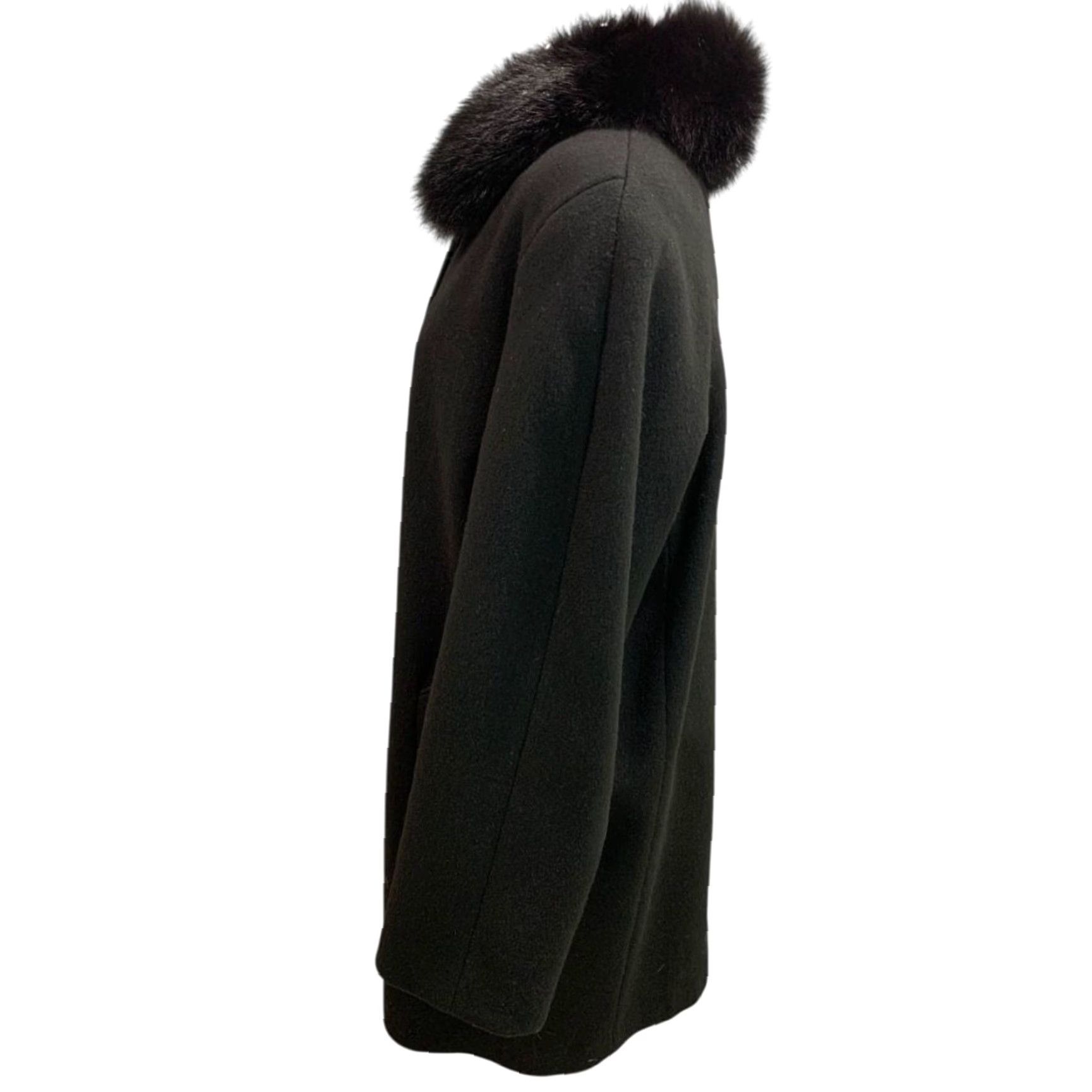 Vintage VINTAGE Forecaster Coat Wool Blend Overcoat Black Size 10 Womens Faux Fur Collar 35" Back Collar to Hem Size L / US 10 / IT 46 - 4 Thumbnail