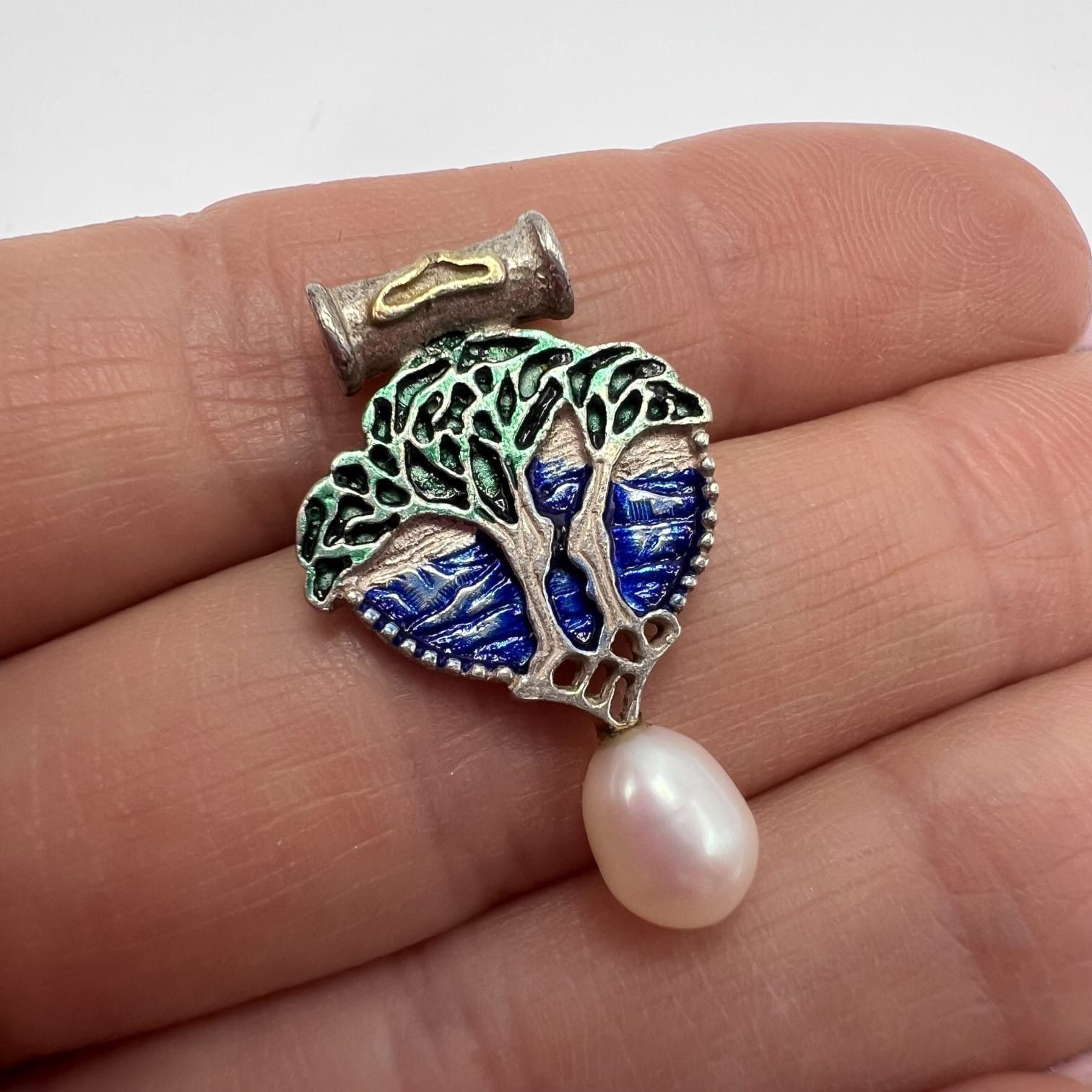 Vintage Vintage Sterling Silver 925 Enamel Tree of Life Pendant 3g Size ONE SIZE - 1 Thumbnail