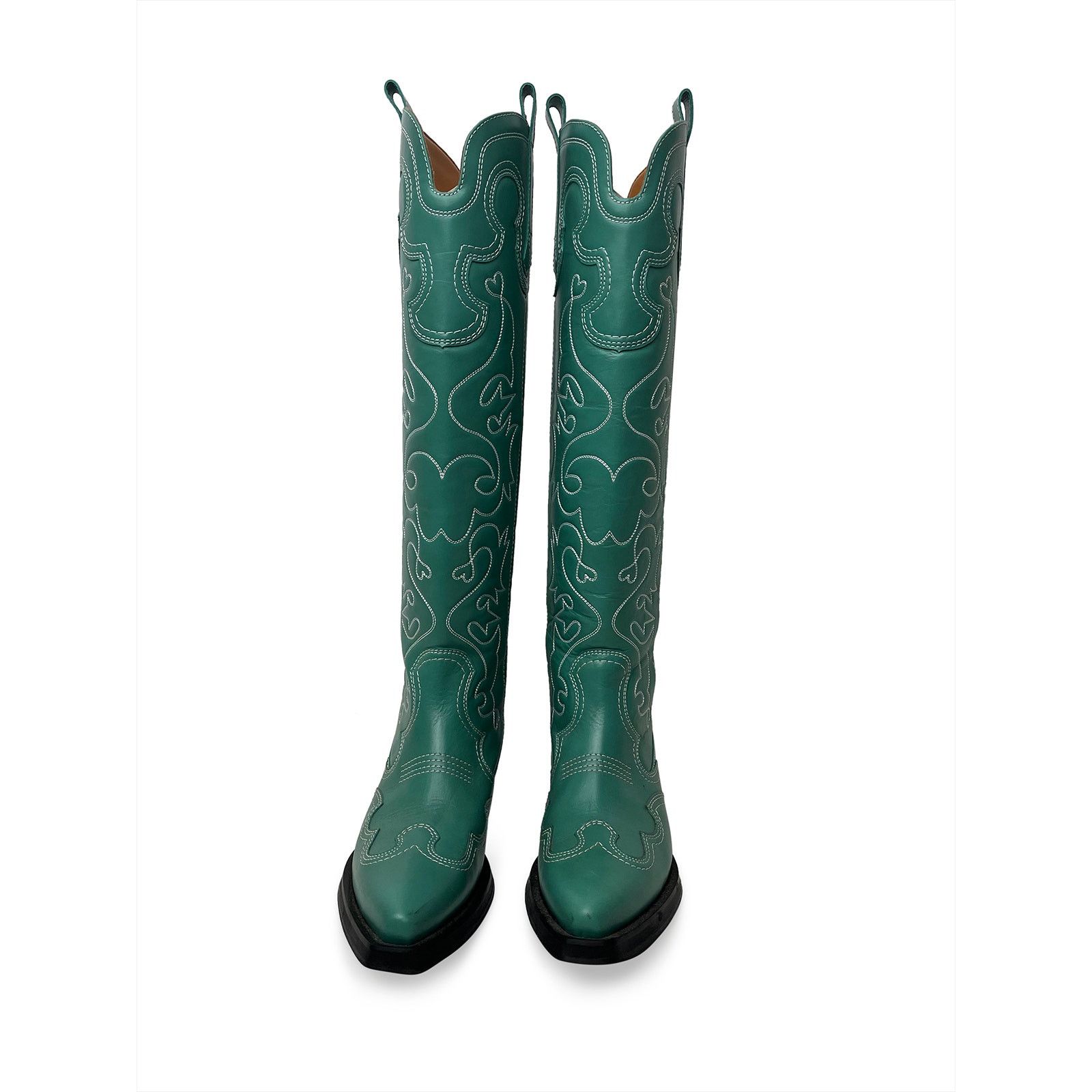 Ganni Teal blue cowboy boots (knee high) Size US 10 / IT 40 - 2 Thumbnail