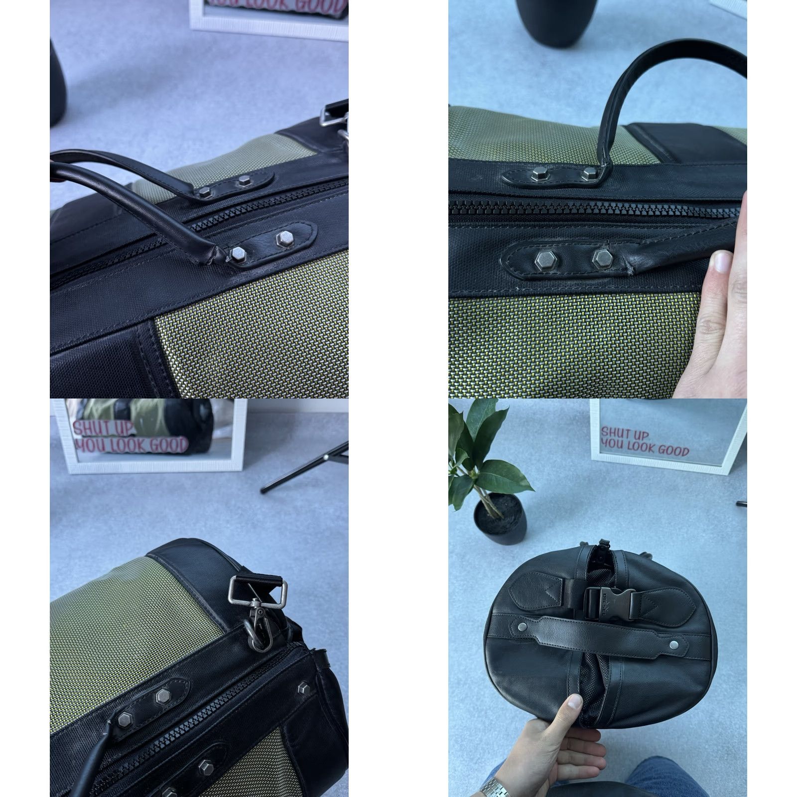 Diesel VINTAGE Diesel Travel Bag Sling Bag 90s Gray Green Large Men's Tote Bag Size ONE SIZE - 8 Thumbnail