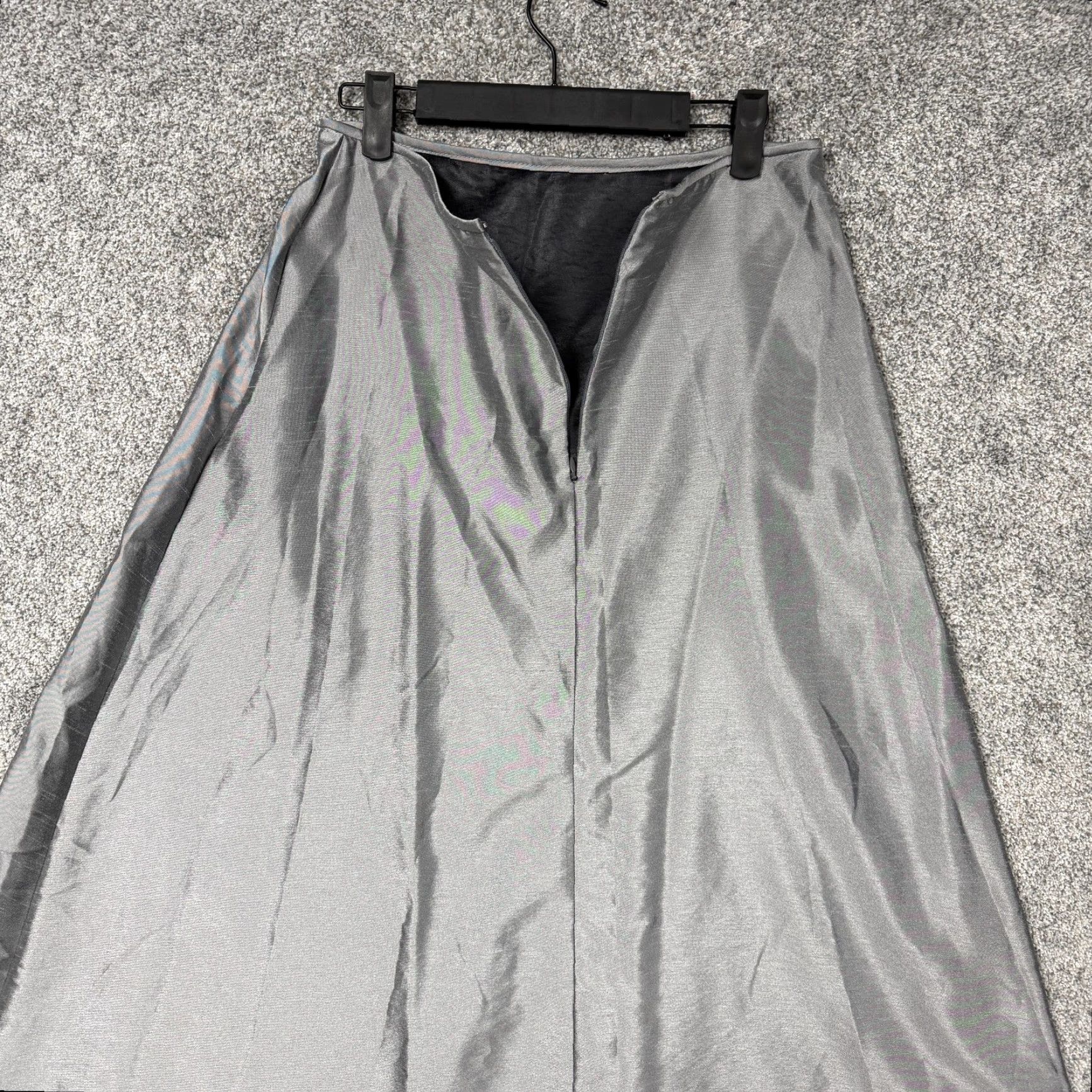 Vintage VINTAGE Scott McClintock Skirt Petites 10 Silver Satin Formal A-Line Long Women Mens? Size 32" / US 10 / IT 46 - 7 Thumbnail