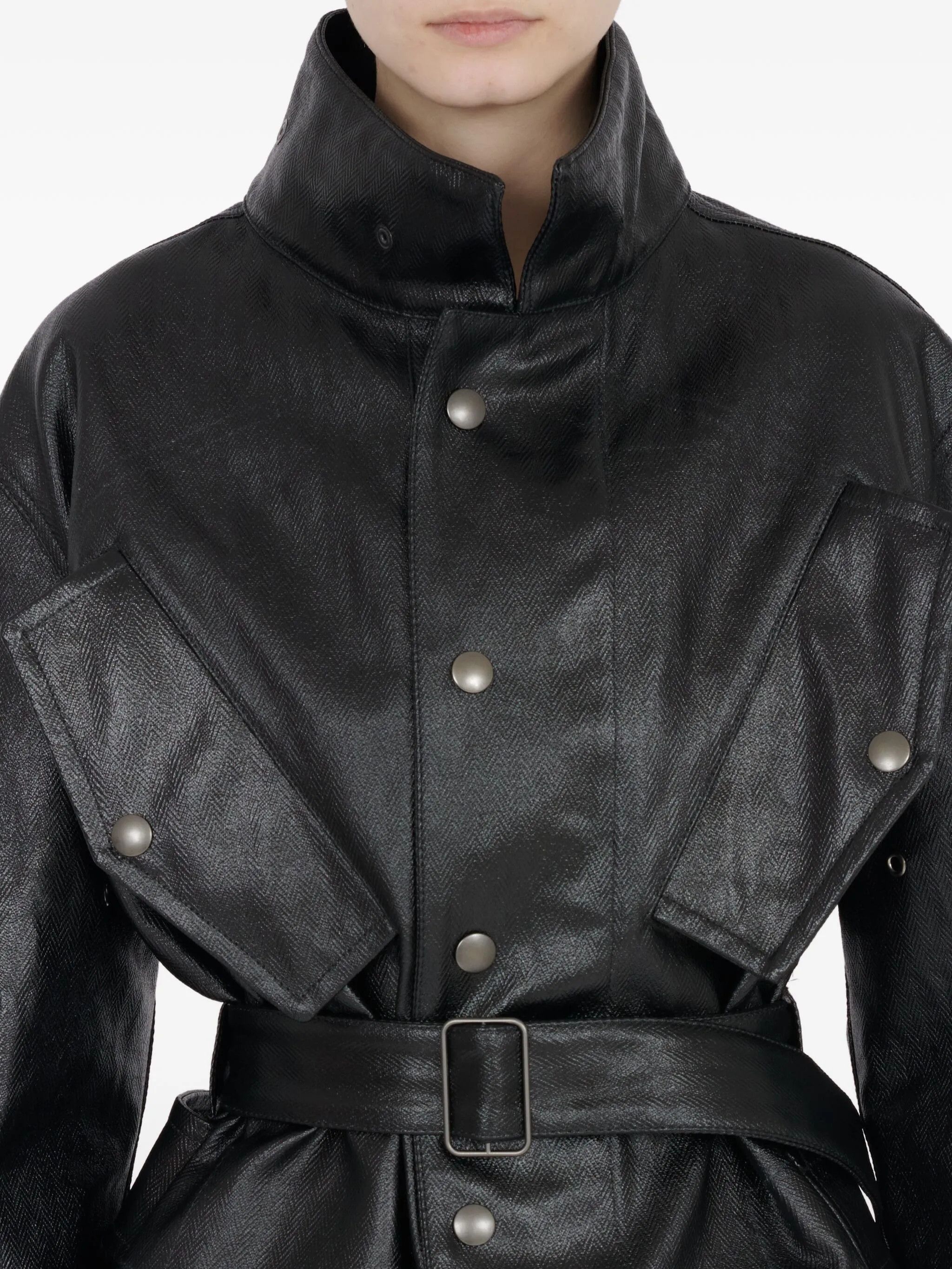 Maison Margiela o1w1db10526 Shiny Cotton Jacket in Black Size L / US 10 / IT 46 - 5 Thumbnail