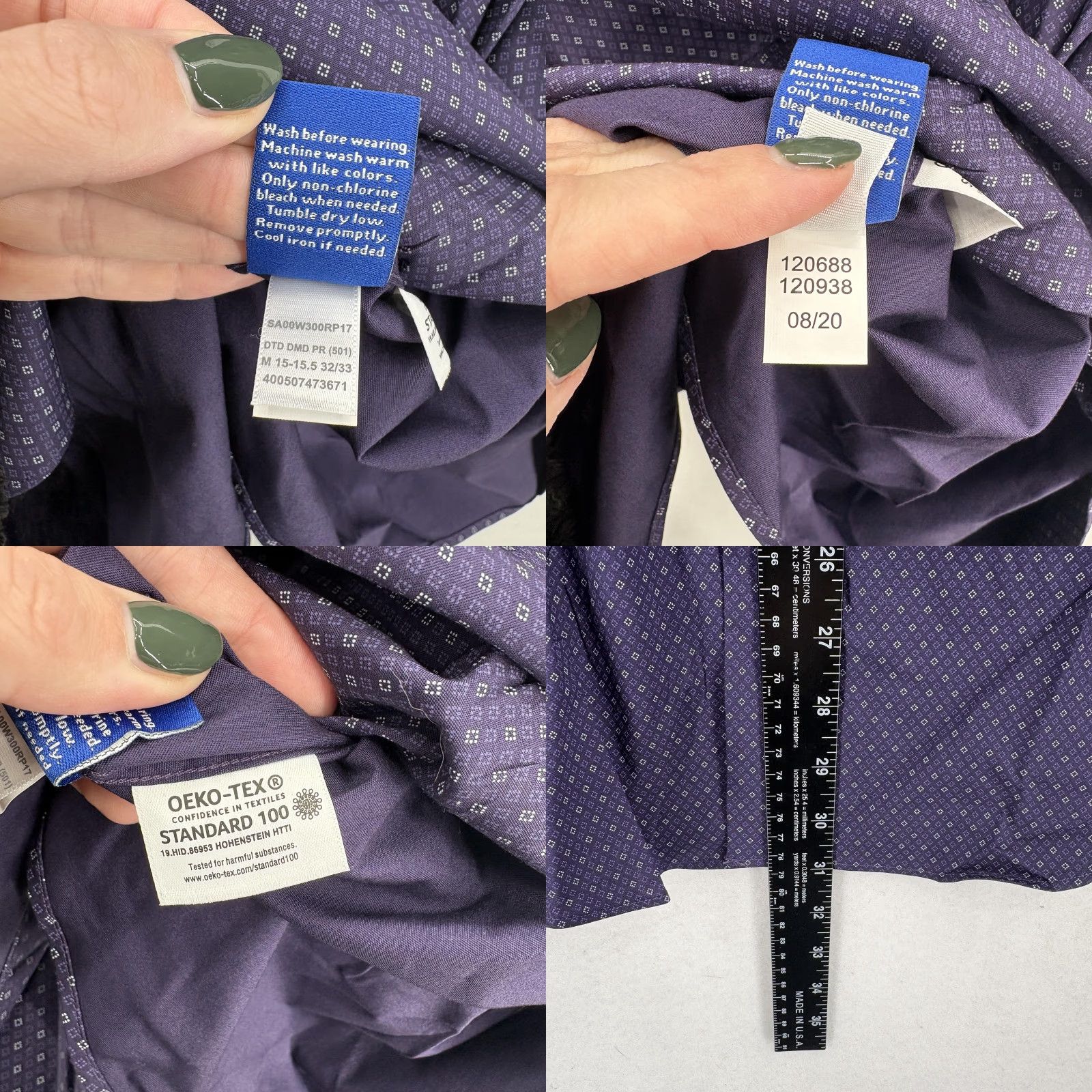 Apt. 9 APT 9 Premier Flex Shirt Mens Medium Purple Slim Fit Wrinkle Resistant Dress Shirt Size US M / EU 48-50 / 2 - 8 Thumbnail
