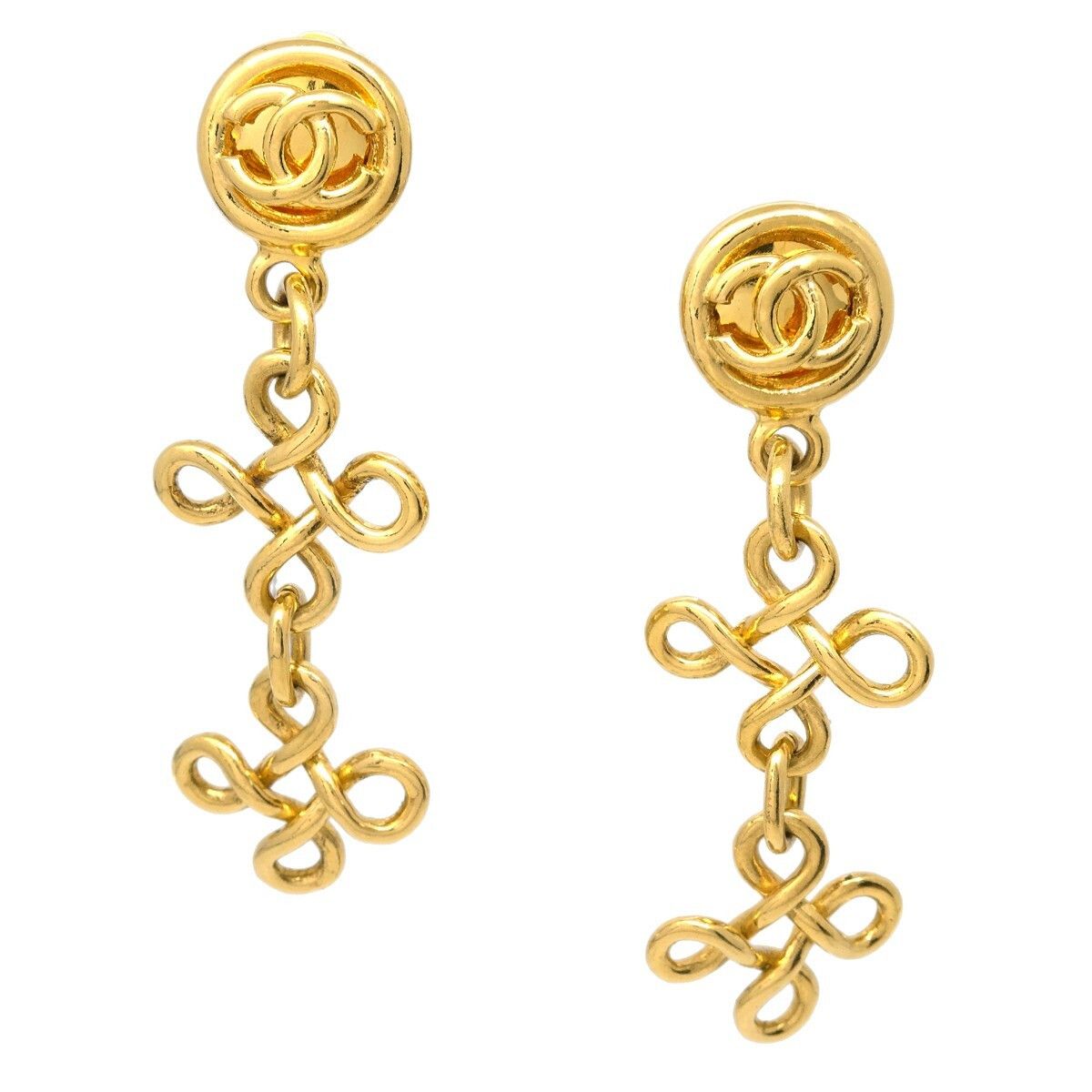 Chanel Chanel Vintage CC Round Drop Clip-On Earrings Metal Size ONE SIZE - 1 Thumbnail