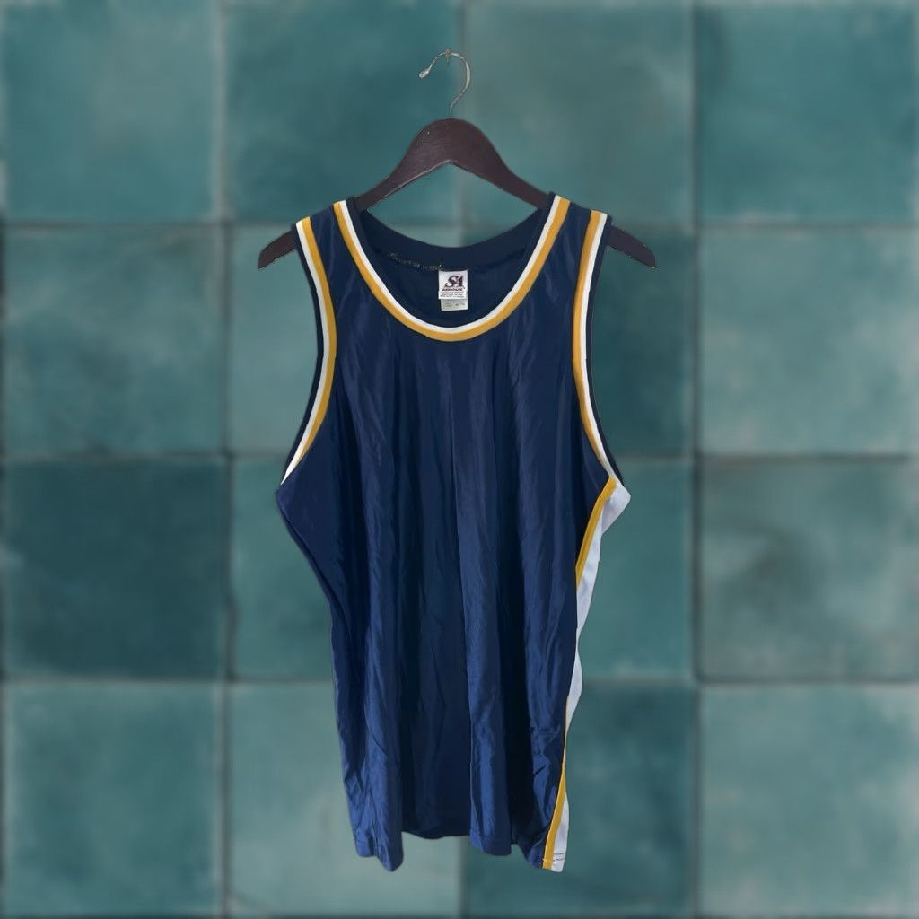 Vintage VINTAGE Saxon Basketball Jersey Mens XL NWOT 90s Canada Navy Maize White Tank Athletic Nylon Sleeveless Dazzle Size US XL / EU 56 / 4 - 1 Thumbnail
