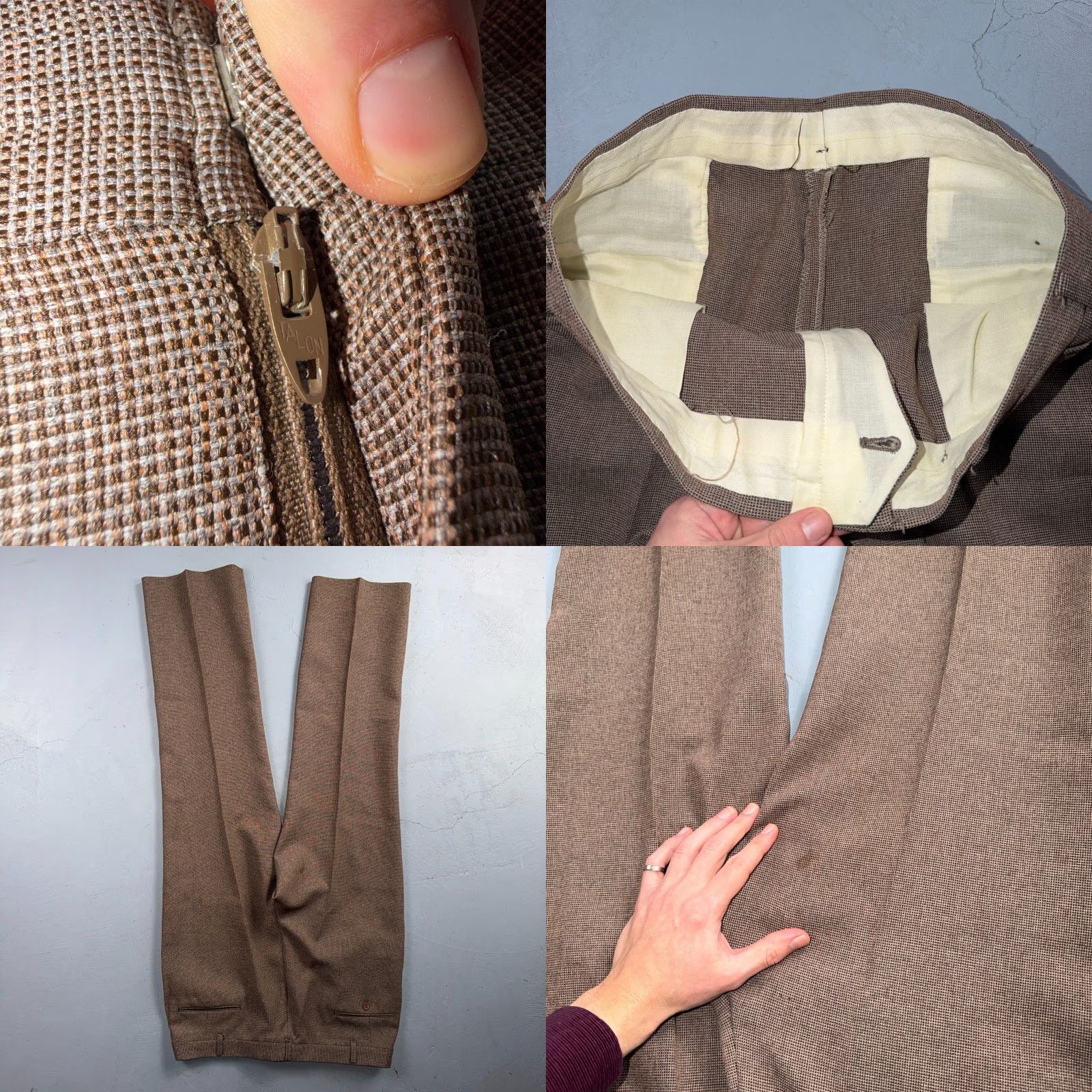 Vintage VTG Mens 3 PC Suit Jacket Coat Pants Vest Plaid 70s 1970s Brown Rockabilly Vintage Mens 40 Jacket Coat Pants Vest Brown Pru 40 Mens Size 40R - 8 Thumbnail