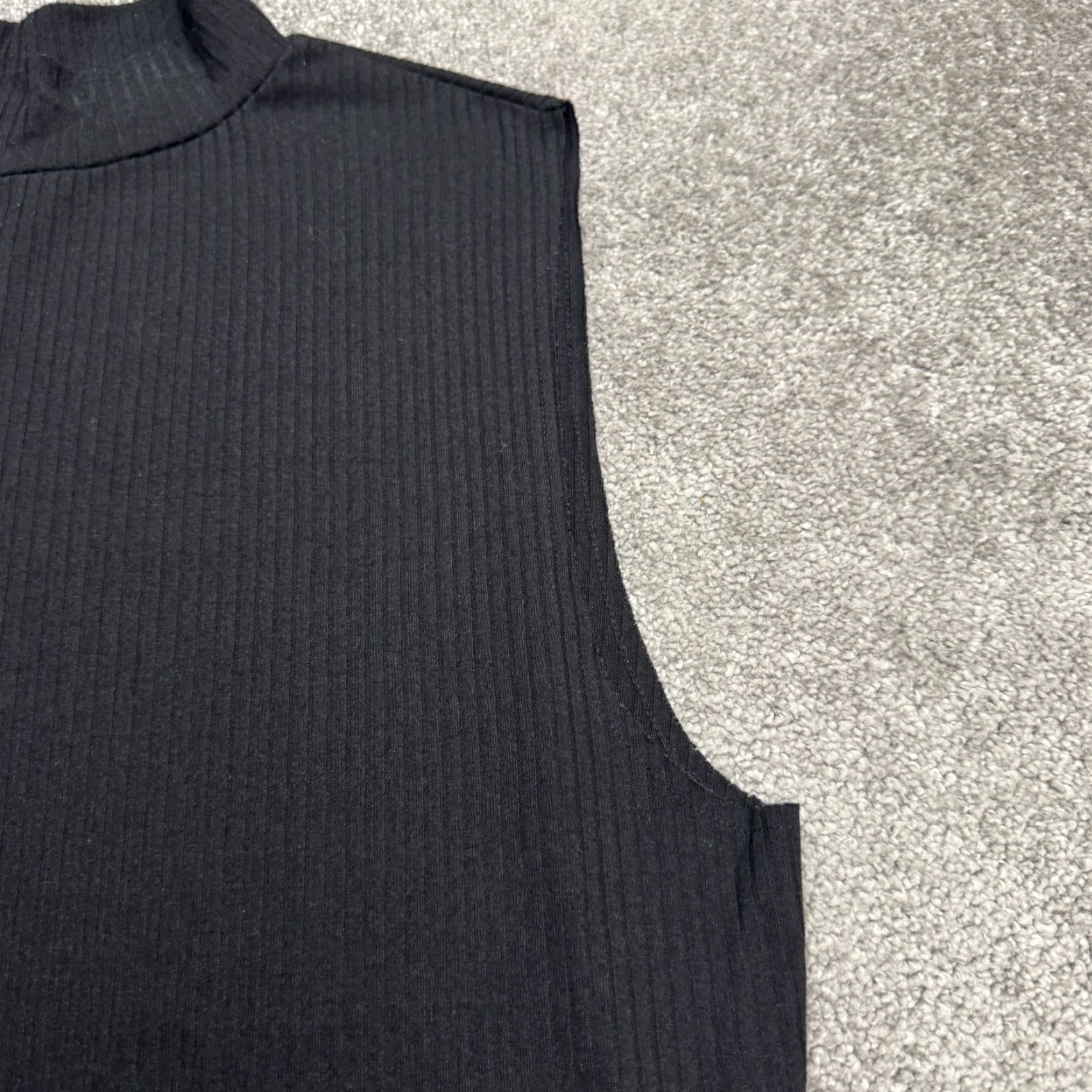 Topman Topman Dress Shirt Womens Sleeveless Ribbed Knit Mock Neck Knee Length Black M Casual Classic Size M / US 6-8 / IT 42-44 - 5 Thumbnail