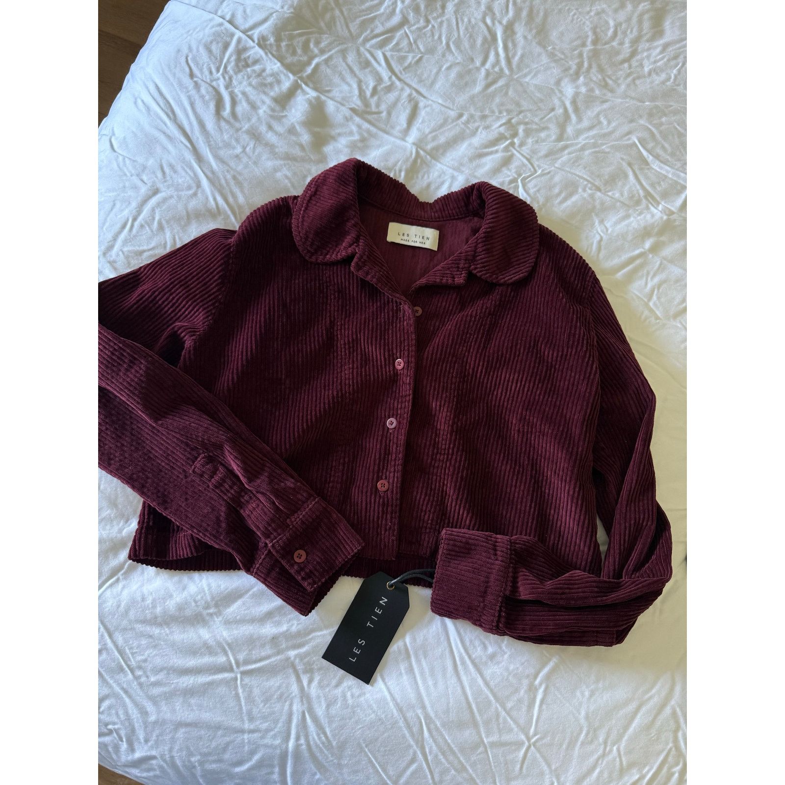 Les Tien $242 New Les Tien Iris Bordeaux Corduroy Button Up - Small Size S / US 4 / IT 40 - 4 Thumbnail