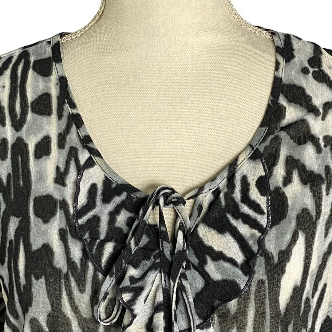 Other Susan Graver Womens Tunic Top Sheer Animal Print Keyhole Bla Size S / US 4 / IT 40 - 7 Thumbnail