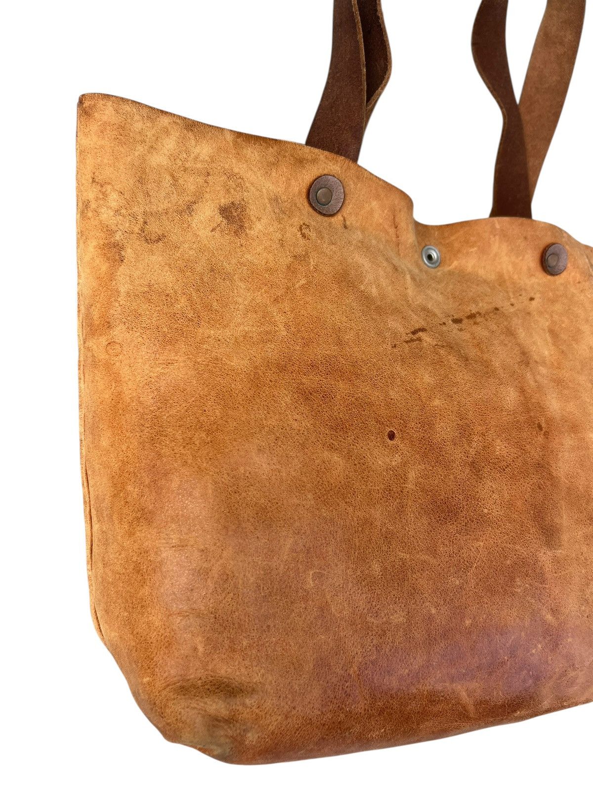 Leather Vintage Bia Baggio Japan Distressed Patina Leather Tote Bag Size ONE SIZE - 7 Thumbnail