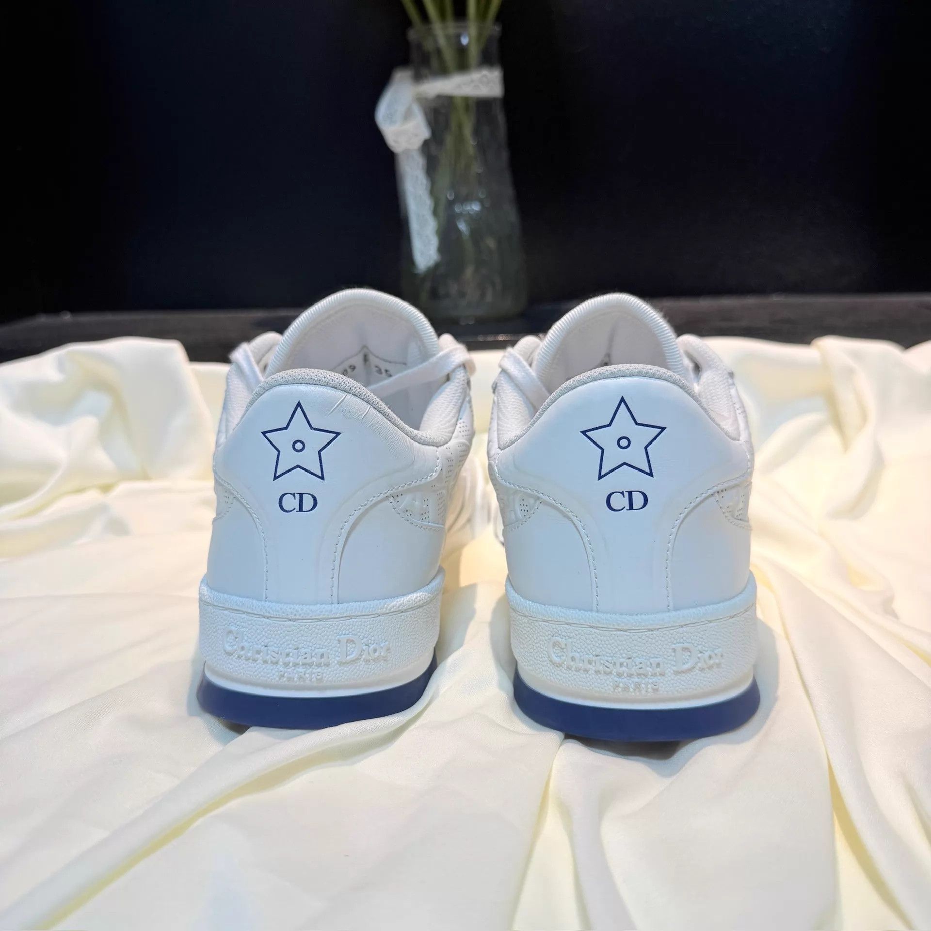 Dior Dior One White & Blue Embossed All-Over Sneaker EU35 New Size US 4.5 / IT 34.5 - 3 Thumbnail
