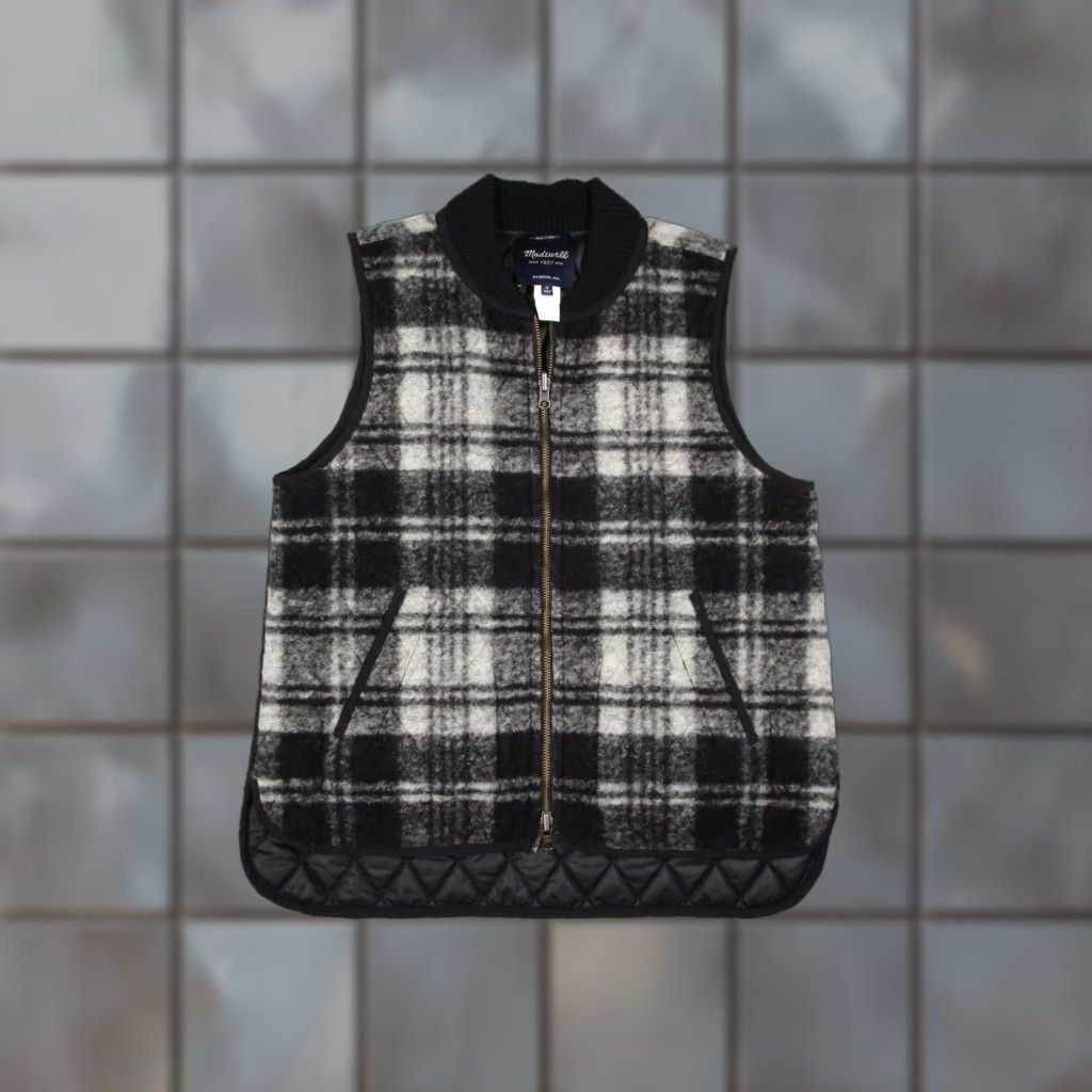 Madewell Madewell Vest Women Medium Gray Plaid Reversible Wool Blend Full Zip Casual Workwear Size M / US 6-8 / IT 42-44 - 1 Thumbnail