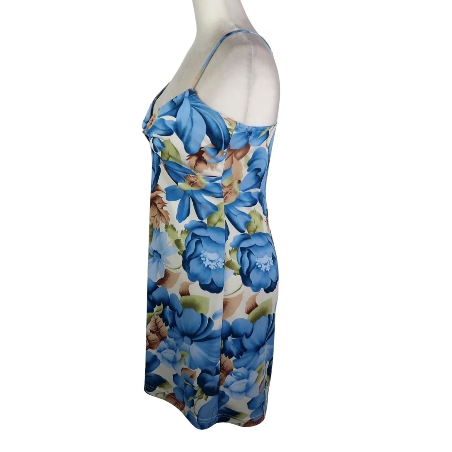 Vintage VINTAGE A-List Blue Tropical Floral Print Mini Dress S Dress Women Sleeveless Mini 90s Beach Bohemian Hawaiian Summer 90s Womens Size S / US 4 / IT 40 - 3 Thumbnail