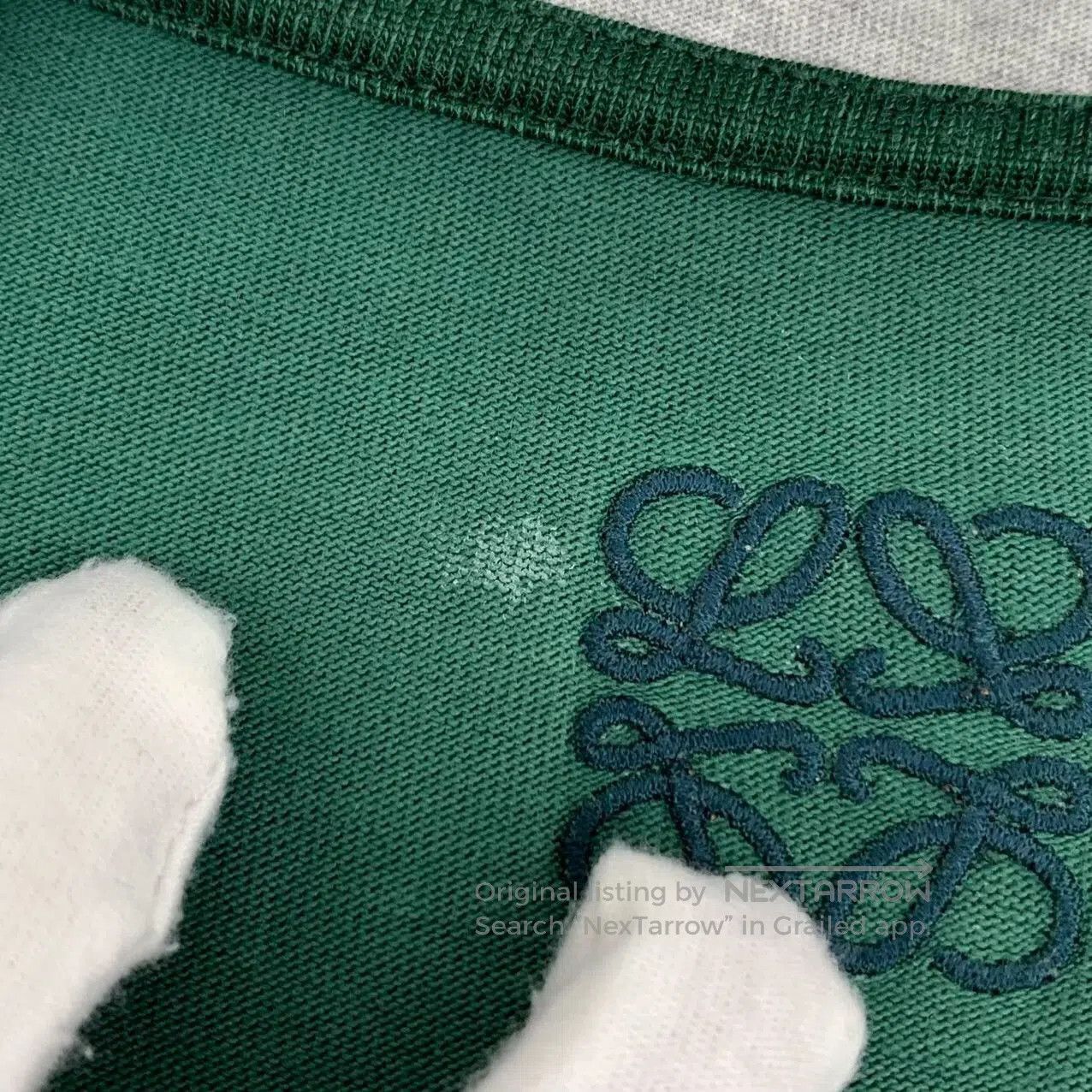 Loewe Loewe 25 Green Logo Embroidered Cotton T-shirt. Size US L / EU 52-54 / 3 - 9 Thumbnail
