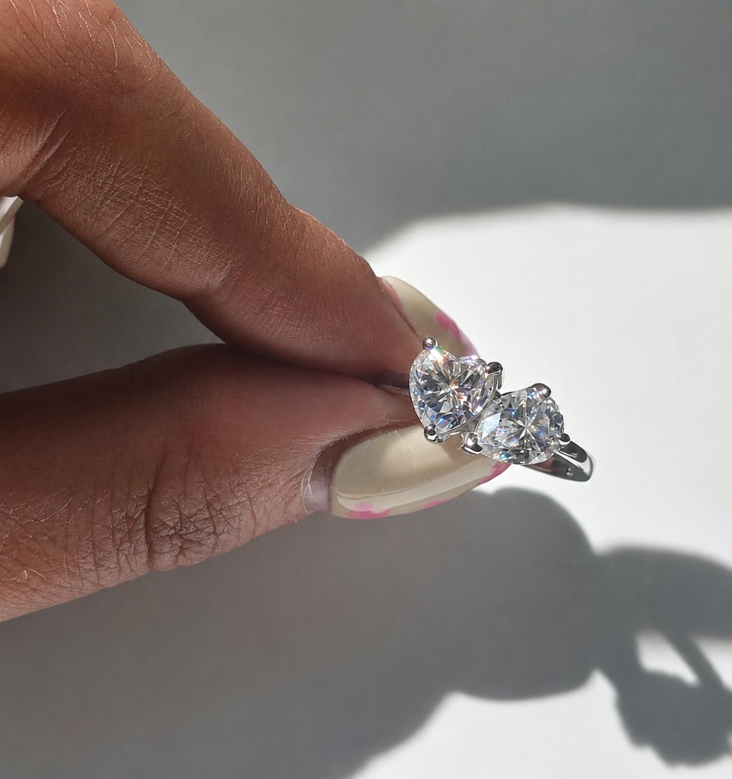 Other 2.4ct TCW moissanite toi-et-moi ring platinum overlay Size ONE SIZE - 6 Thumbnail