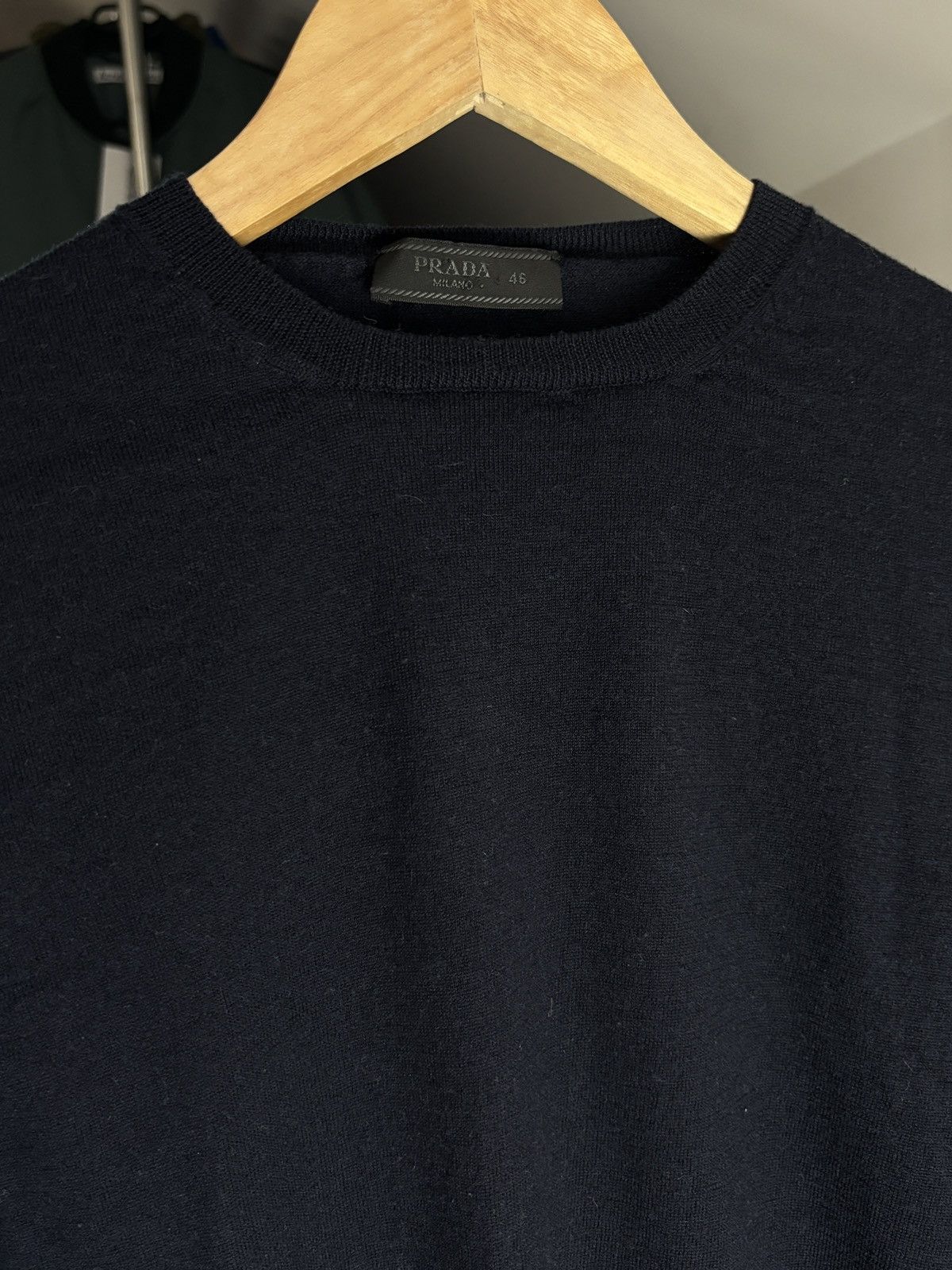 Prada Prada Dark Navy Wool Vintage Sweater Size L / US 10 / IT 46 - 3 Thumbnail
