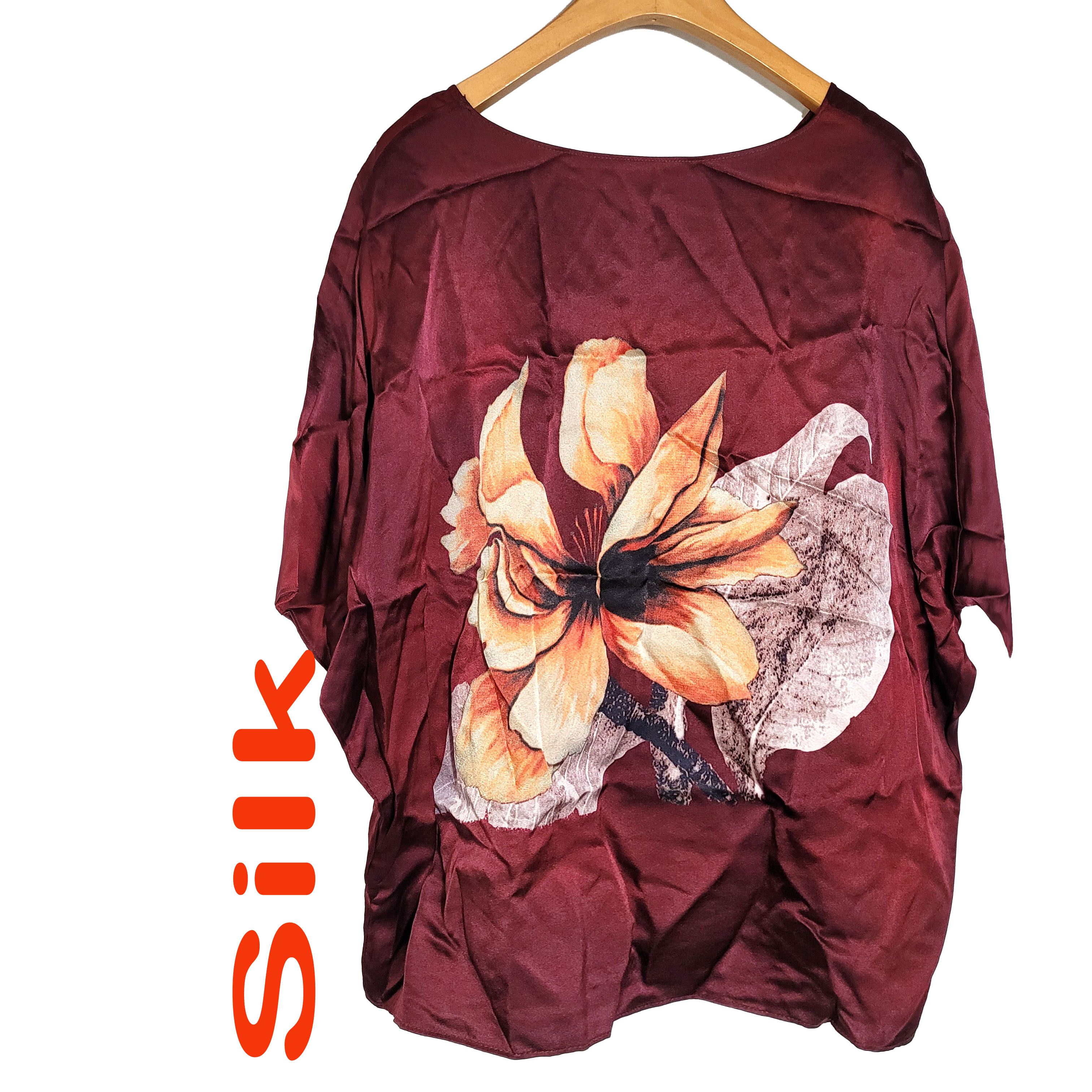 Other Women's Silk Size XXL Short Sleeve Top Satin Shirt SDK382 Size XXL / US 16-18 / IT 52-54 - 1 Thumbnail