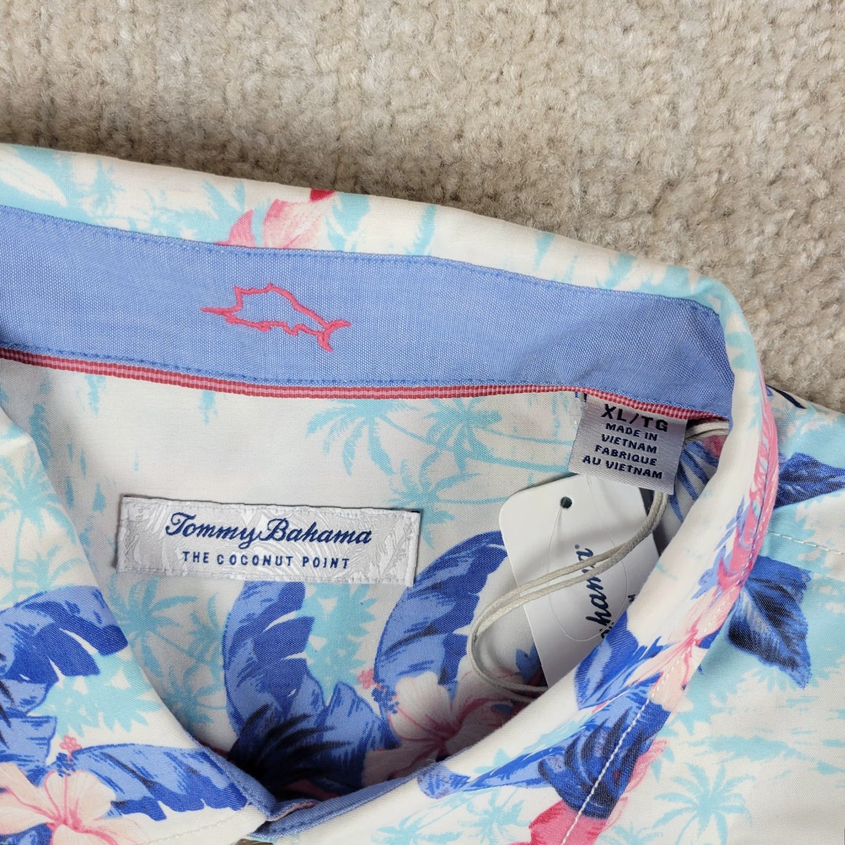 Tommy Bahama VINTAGE Tommy Bahama Shirt Mens XL Blue Pink Floral Tropical Hubiscus Fern Islandzone Size US XL / EU 56 / 4 - 3 Thumbnail
