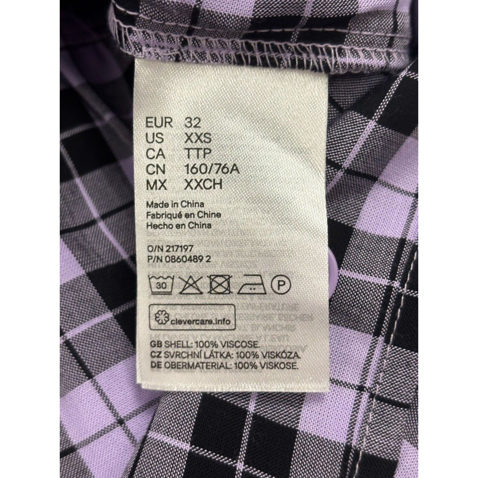 H&M H&M Divided Women’s Purple Black Plaid V Neck SS Dress XXS Size XXS / US 00 / IT 34 - 7 Thumbnail