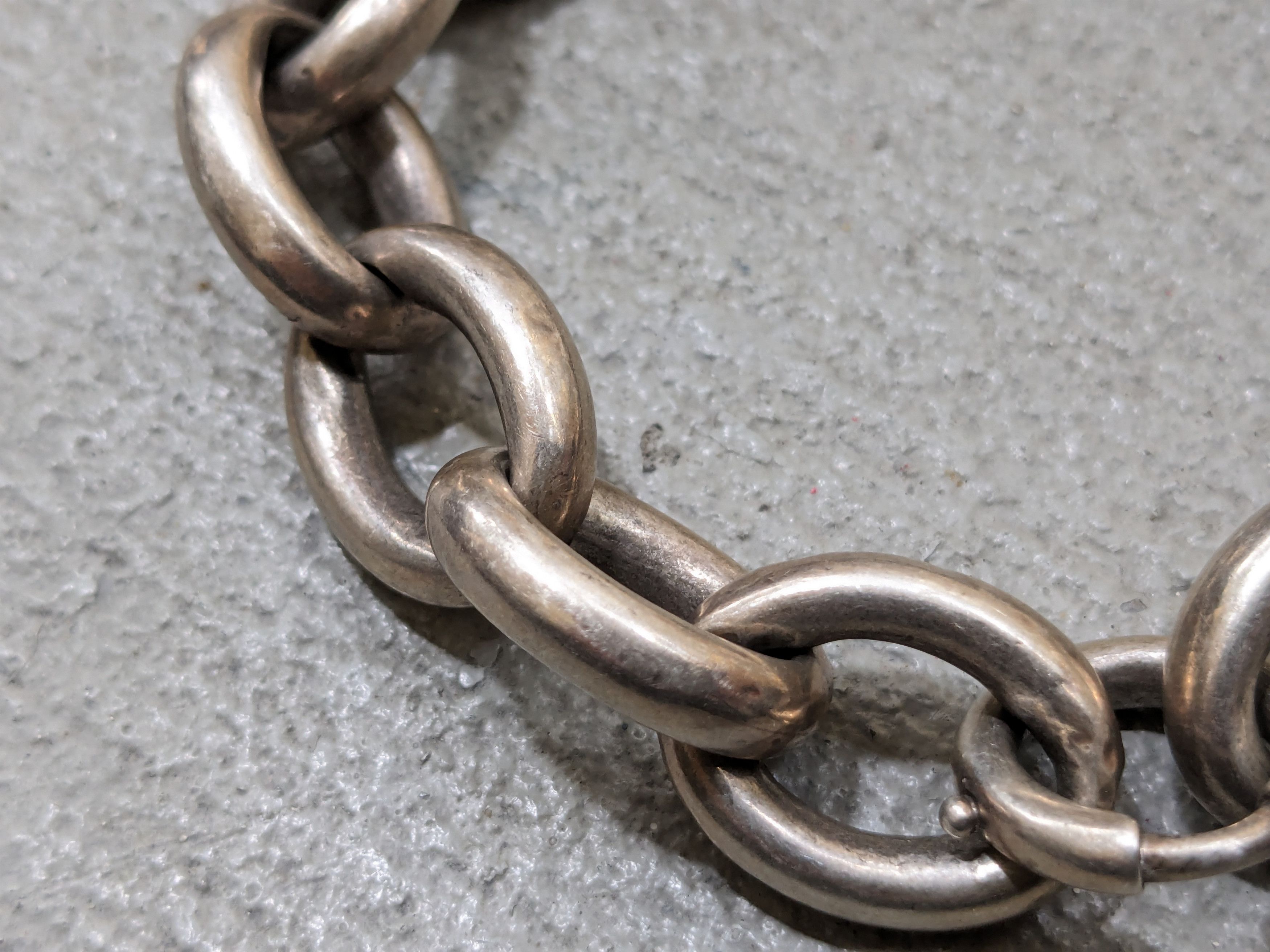 Other Vintage Sterling Silver Bracelet 9.5" Oval Chain Link 90s Size ONE SIZE - 8 Thumbnail