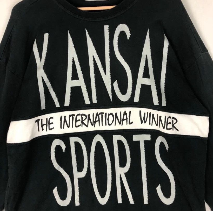 Kansai Yamamoto × Vintage Vintage 90s Kansai Sport Spell Out Logo Long Sleeve Size US XL / EU 56 / 4 - 3 Thumbnail