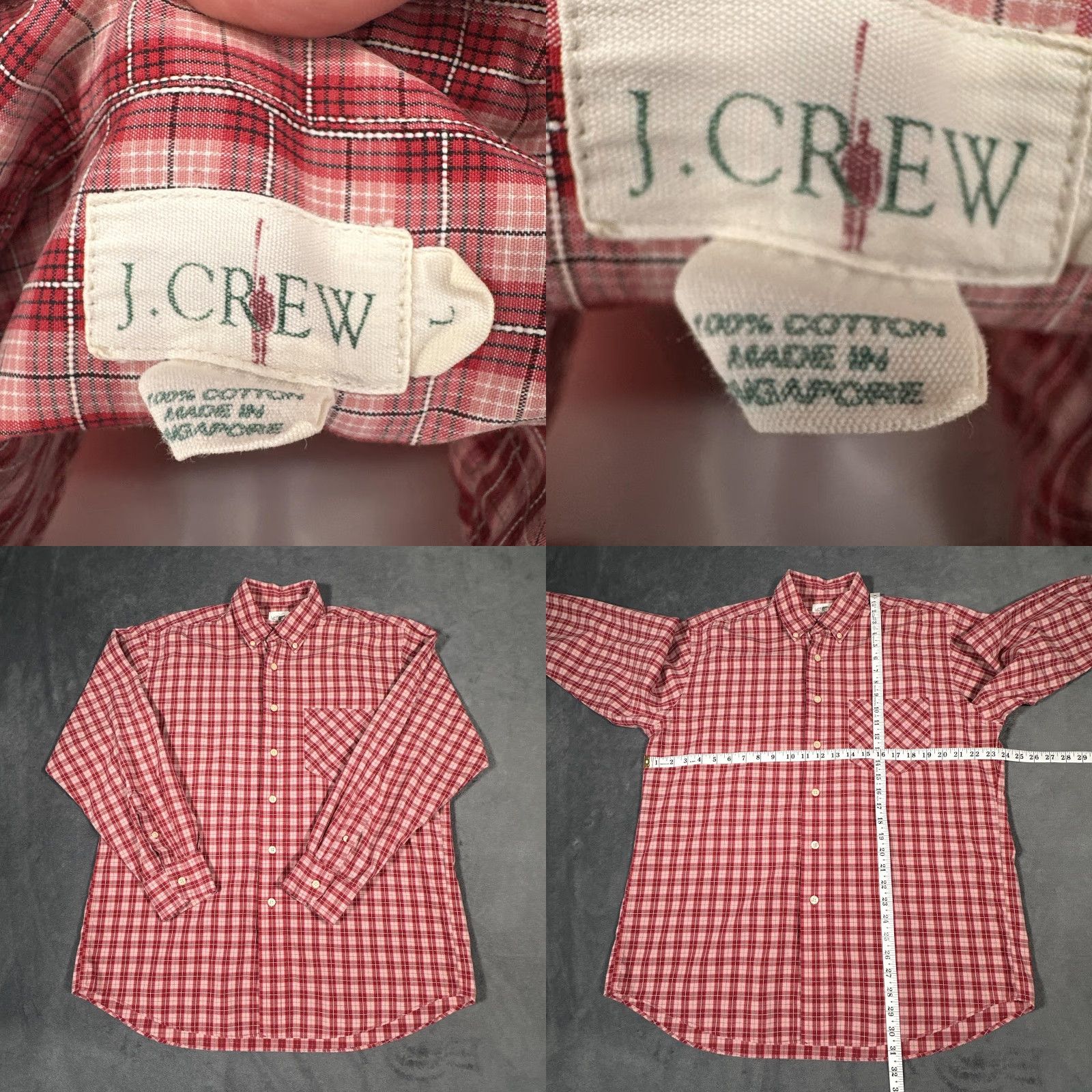 J.Crew VINTAGE J.CREW Shirt Mens Large Red Plaid Cotton Button-Down Oarsman Casual Size US L / EU 52-54 / 3 - 8 Thumbnail