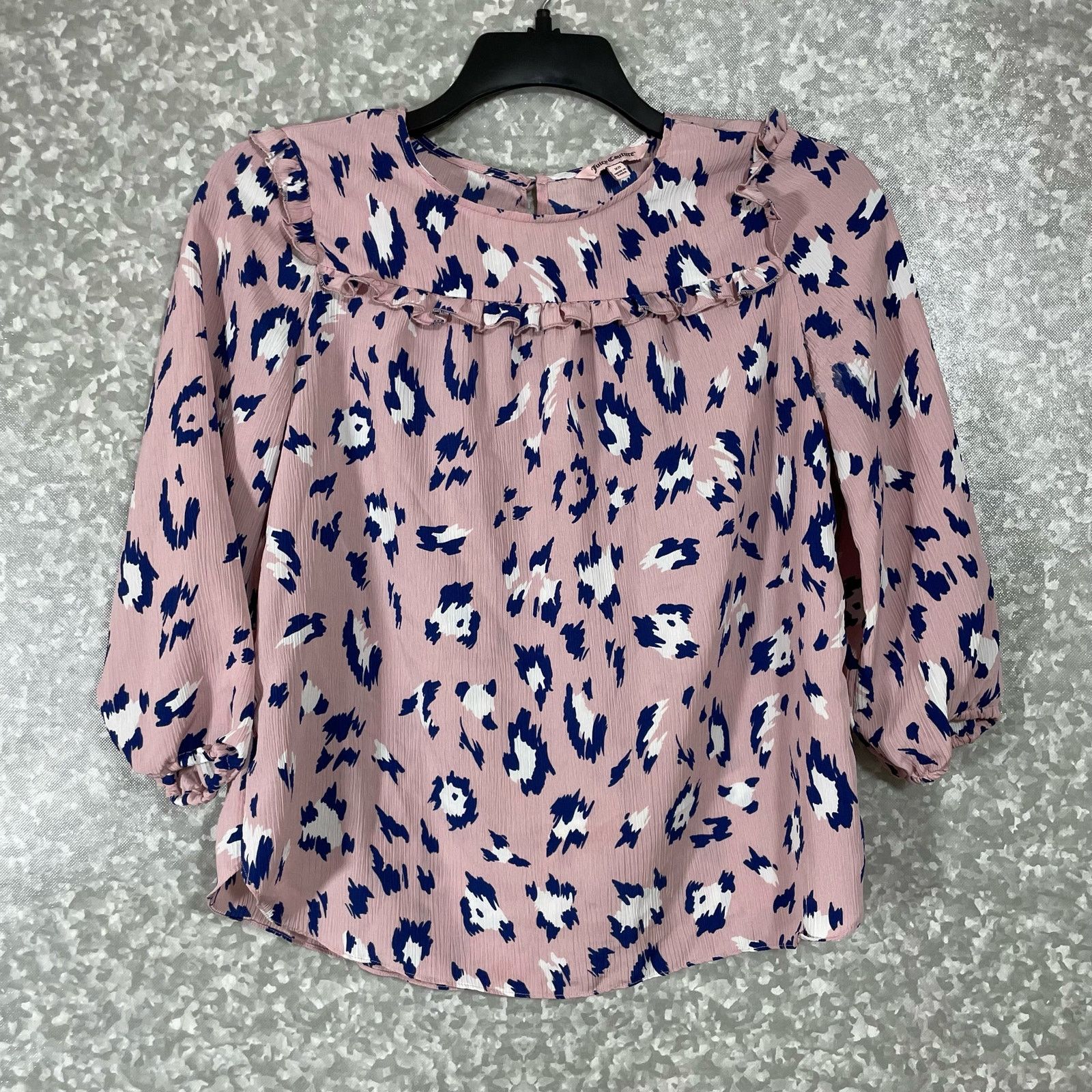 Juicy Couture Juicy Couture Pink Leopard Print Peasant Blouse - Size XS Size XS / US 0-2 / IT 36-38 - 1 Thumbnail