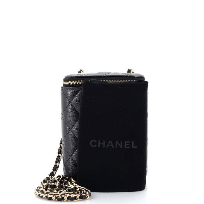 Chanel Vertical Classic Vanity Case with Chain Quilted Caviar