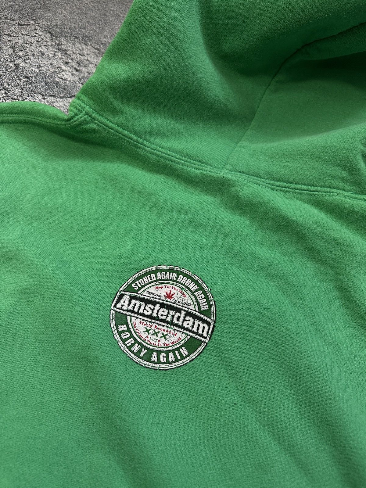 Vintage Vintage Amsterdam Weed XXX Hoodie L "Horny Again" Green Size US L / EU 52-54 / 3 - 10 Thumbnail