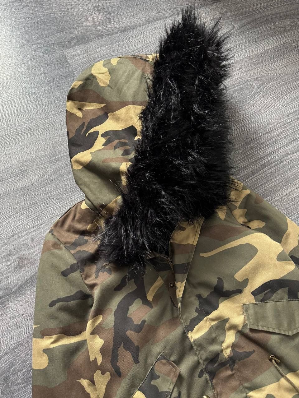Japanese Brand Y2K Faux Fur Camo Parka Jacket Japan Style Size S / US 4 / IT 40 - 5 Thumbnail