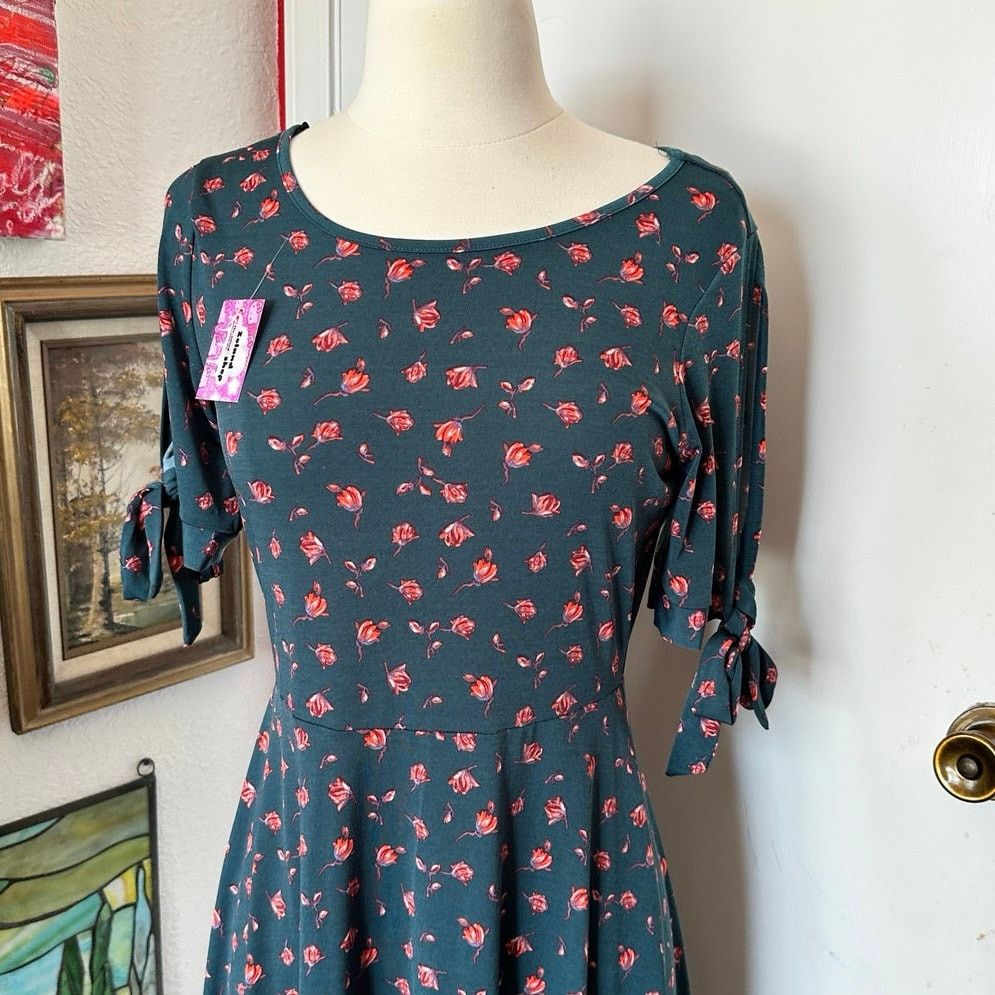 Other kaileigh green rose floral red dress Size S / US 4 / IT 40 - 2 Thumbnail