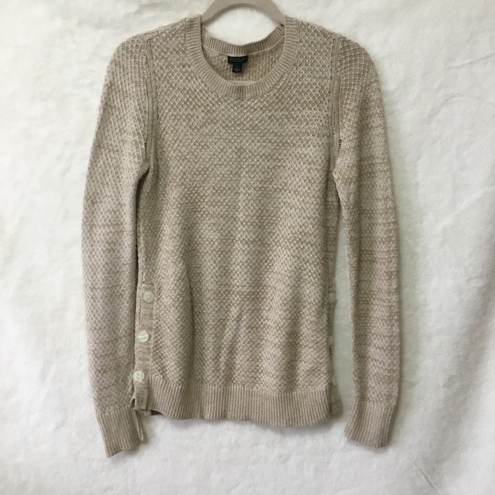 Ann Taylor Ann Taylor Light Brown Side Button Sweater Size S / US 4 / IT 40 - 2 Thumbnail