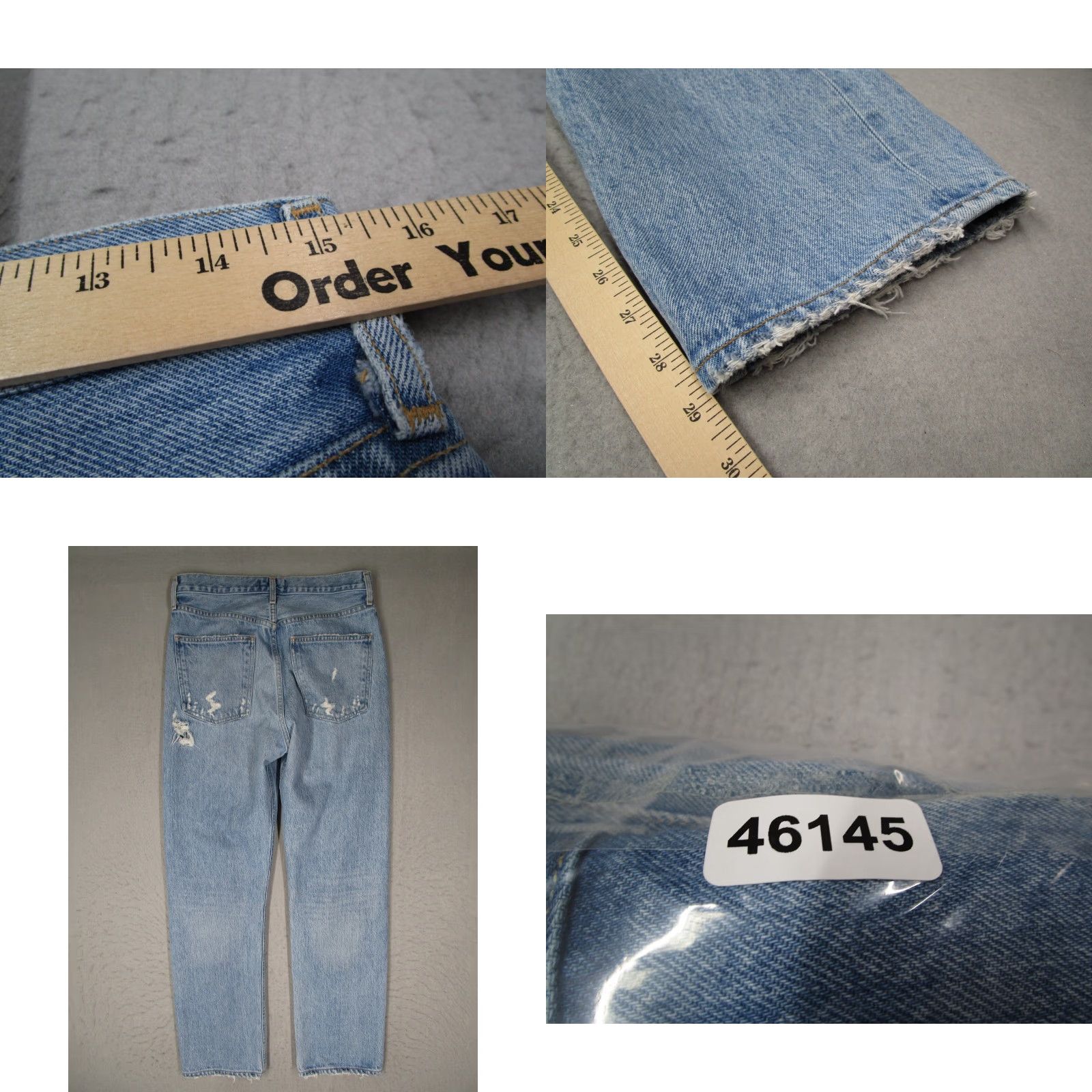 Agolde AGOLDE Jeans Women 27 Blue 90s Loose Fit Button Fly Denim Distressed College Retro 100% Cotton Regular Size 27 Womens Size 27" / US 4 / IT 40 - 8 Thumbnail