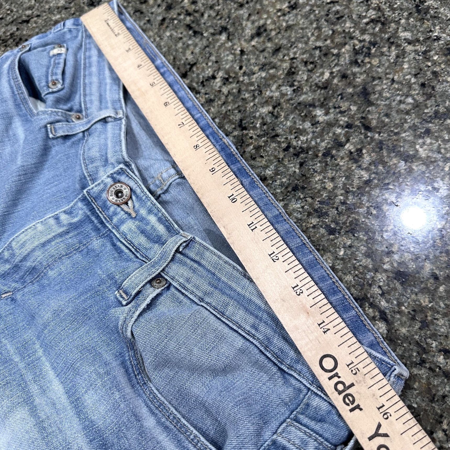 Denime BIG STAR 1974 Jeans Women 32 Light Wash Distressed Patch Stretch Denim Size 24" / US 00 / IT 34 - 6 Thumbnail