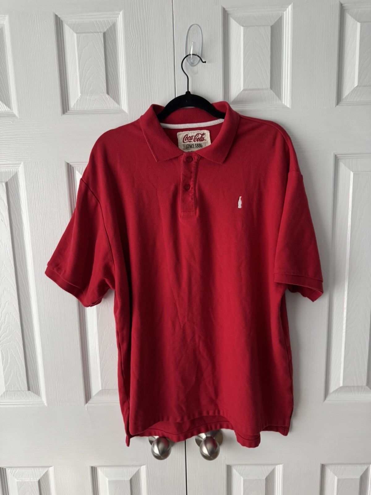 Coca Cola Coca Cola Red Polo Shirt with White Coke Bottle Logo Cotton Size US XXL / EU 58 / 5 - 1 Thumbnail