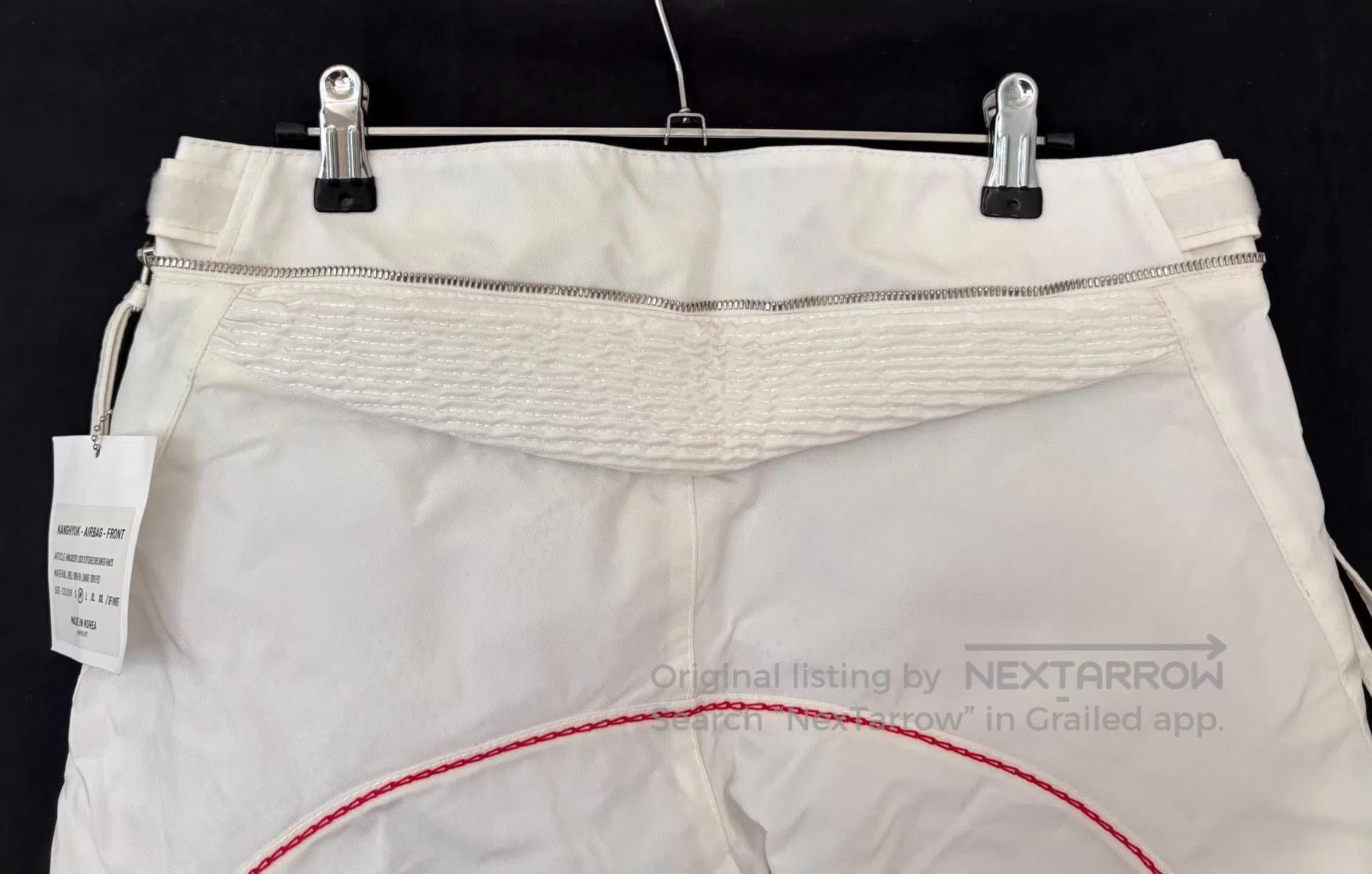 KANGHYUK White Casual Pants w/ Knee Patches & Red Stitching. Size US 34 / EU 50 - 4 Thumbnail