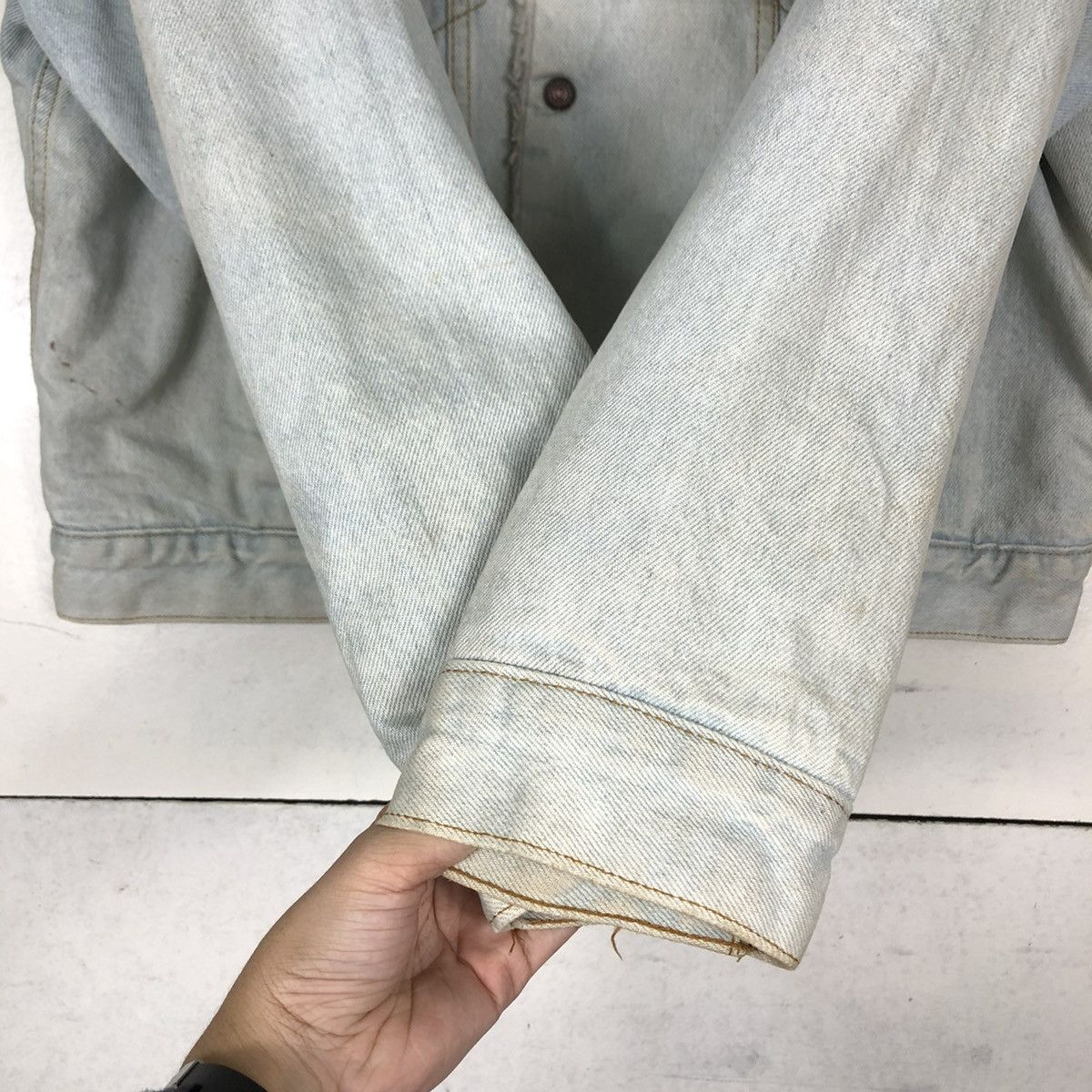Levi's 🔥VINTAGE DENIM BIKER JACKET LEVI’S USA SHEARLING MINK FUR Size US M / EU 48-50 / 2 - 15 Thumbnail