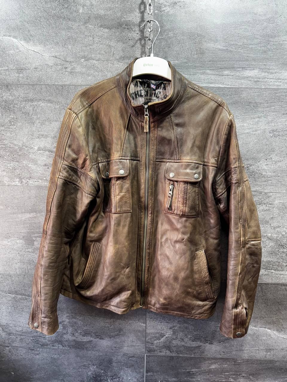 Aviatrix Vintage Men's Brown Leather Bomber Biker Jacket