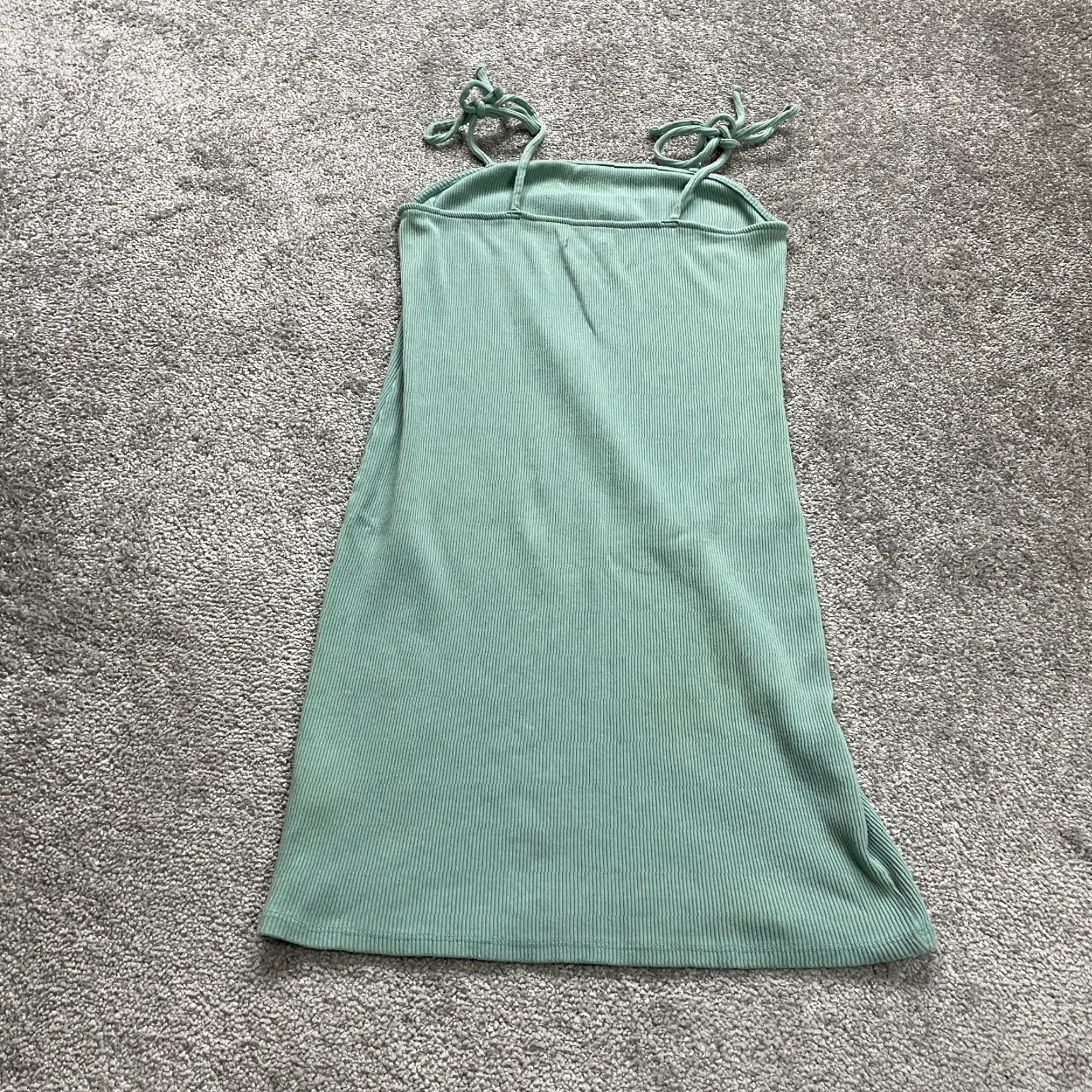 Vintage Wild Fable Dress L Womens Green Bodycon Sleeveless Spaghetti Strap Square Neck Casual Party/Cocktail Travel Lightweight Stretch Cotton Polyester Size L / US 10 / IT 46 - 2 Thumbnail
