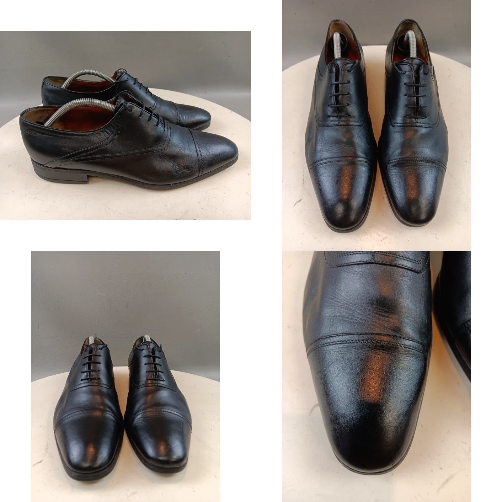 Vintage VINTAGE A Testoni Men Dress Oxford Shoes 10.5 Black Leather Cap Toe Italy GUC Size ONE SIZE - 8 Thumbnail