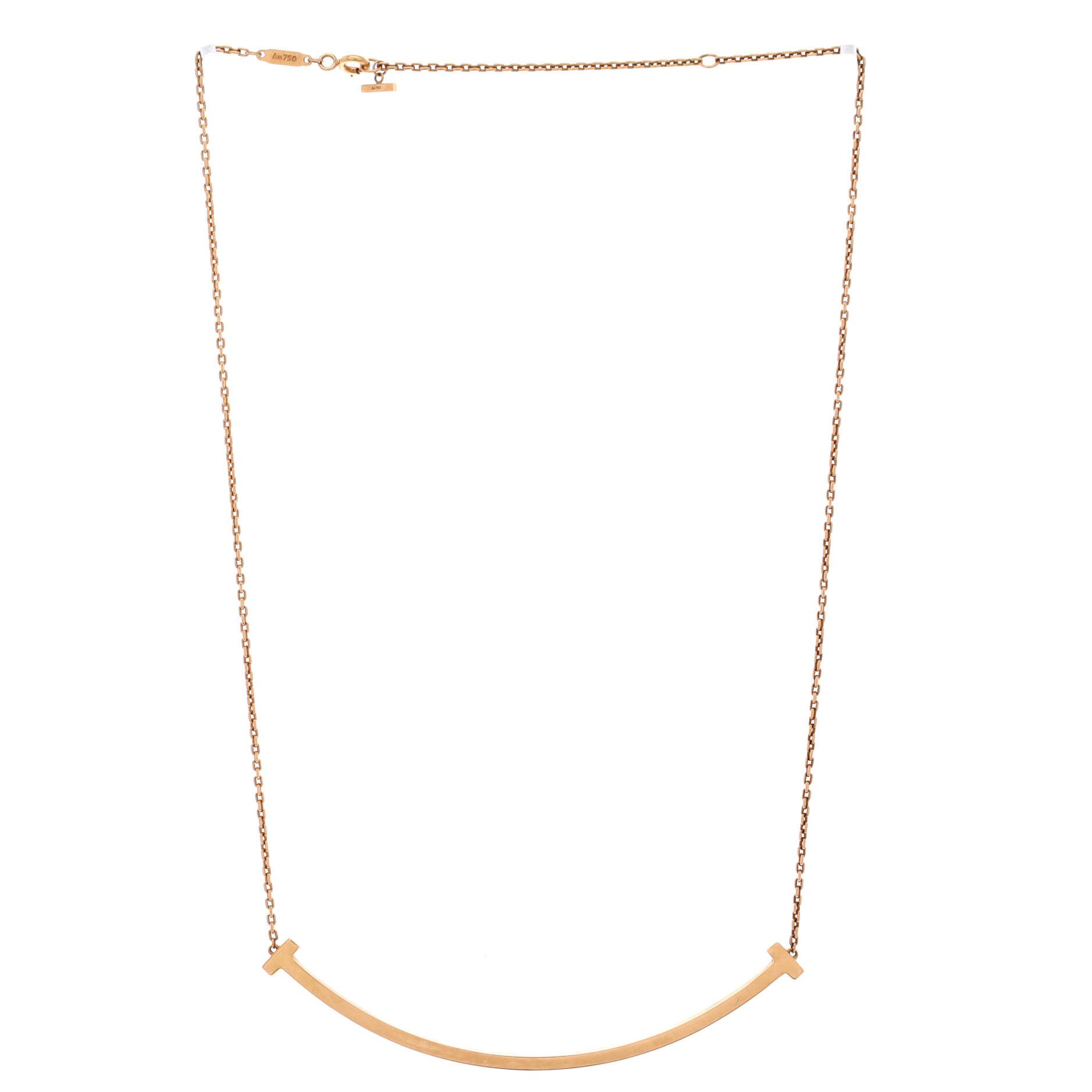 Tiffany & Co. T Smile Pendant Necklace Rose Gold Extra Large Size ONE SIZE - 1 Thumbnail