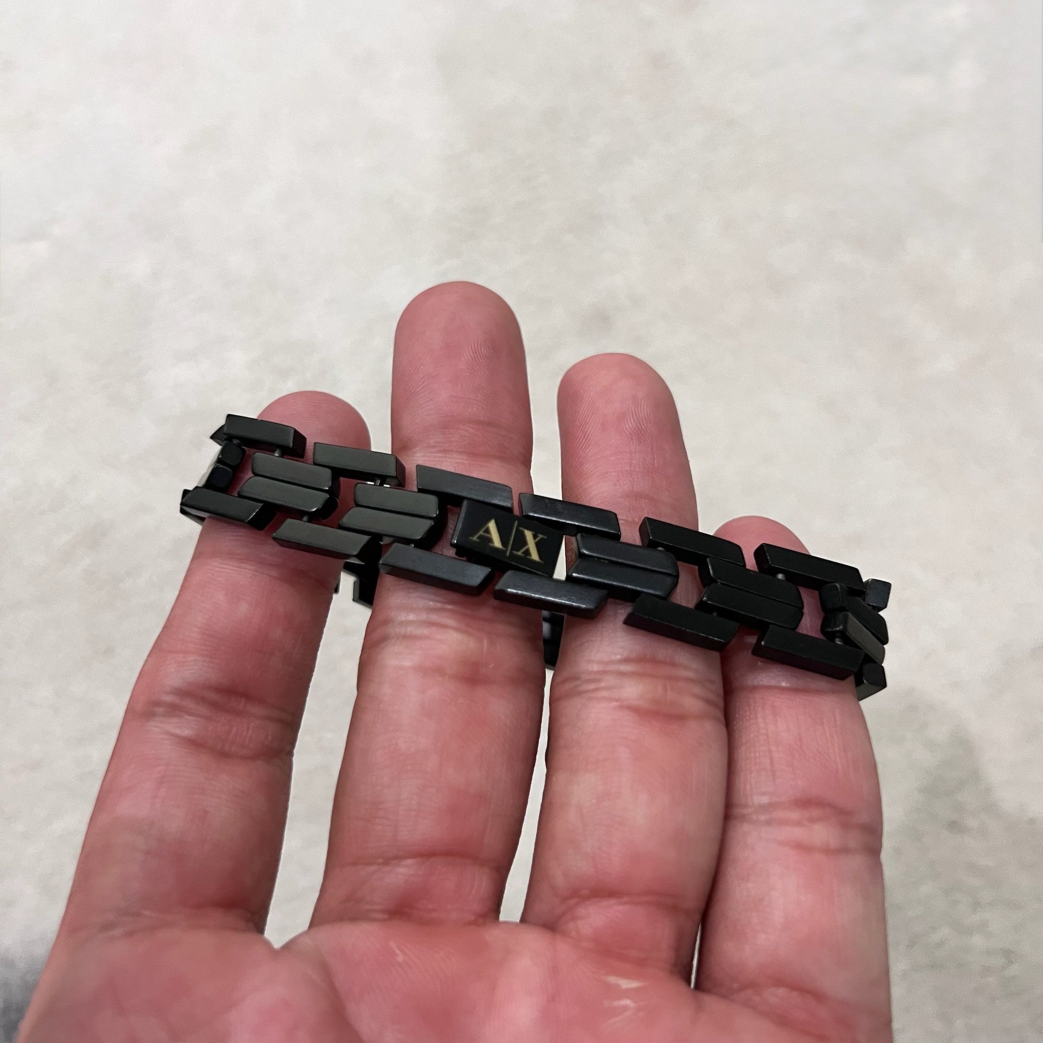 Armani Exchange Black IP Steel Matte Metal Chain Link