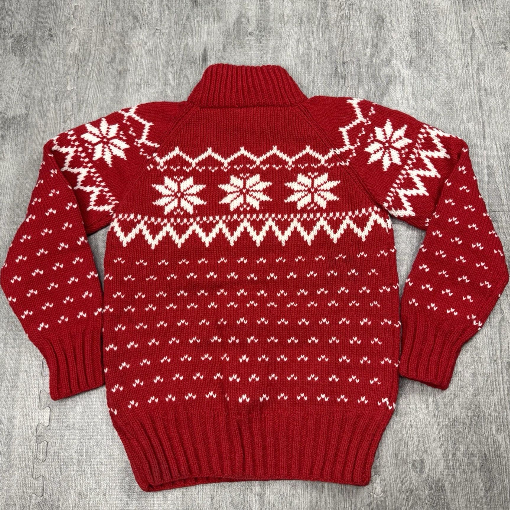 Vintage VINTAGE CHILLY DOG HAND KNIT RED NORDIC FAIR ISLE SWEATER Adult L/XL Heavy High Neck Pullover Mens Size US L / EU 52-54 / 3 - 7 Thumbnail