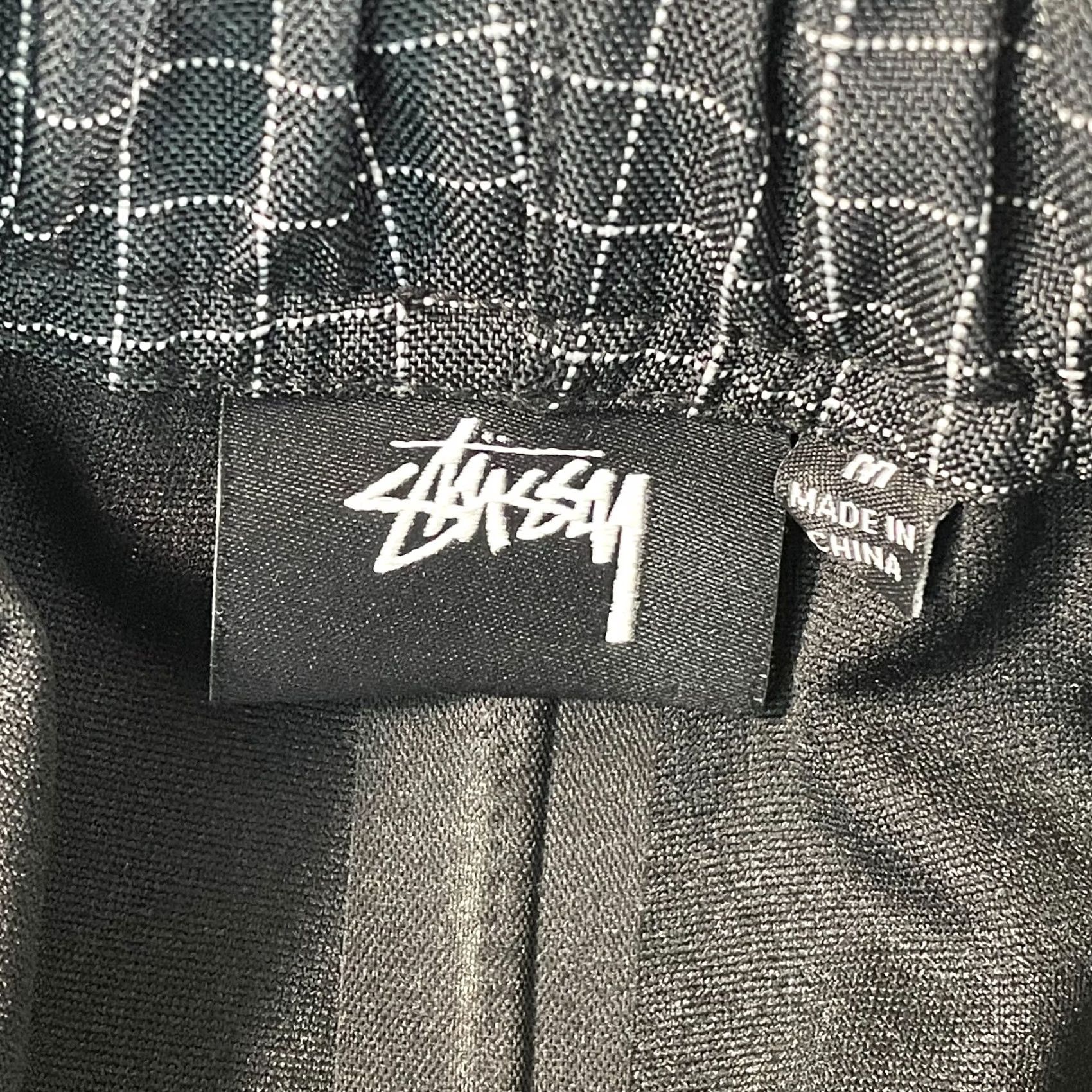 Vintage Stussy Shell Pants Men M Black Check Grid Cinch Waist Hem Zip Pockets New Size US 31 - 2 Thumbnail
